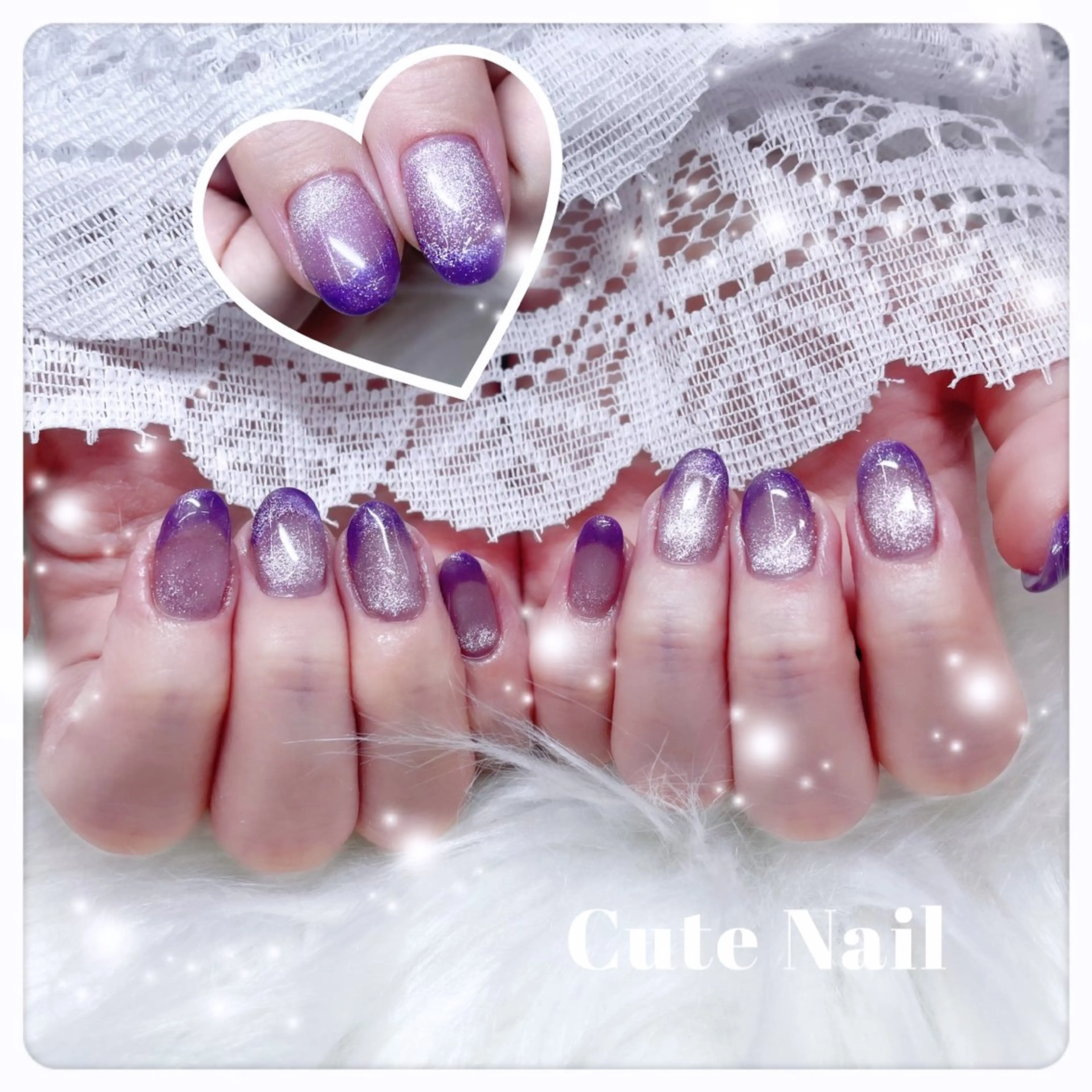 ネイル フレンチネイル マグネットネイル マグネットフレンチ パープル GO TODAY SHAiRE SALON原宿 Liber所属・️🫧もこ 艶感ネイル🫧のネイルデザイン