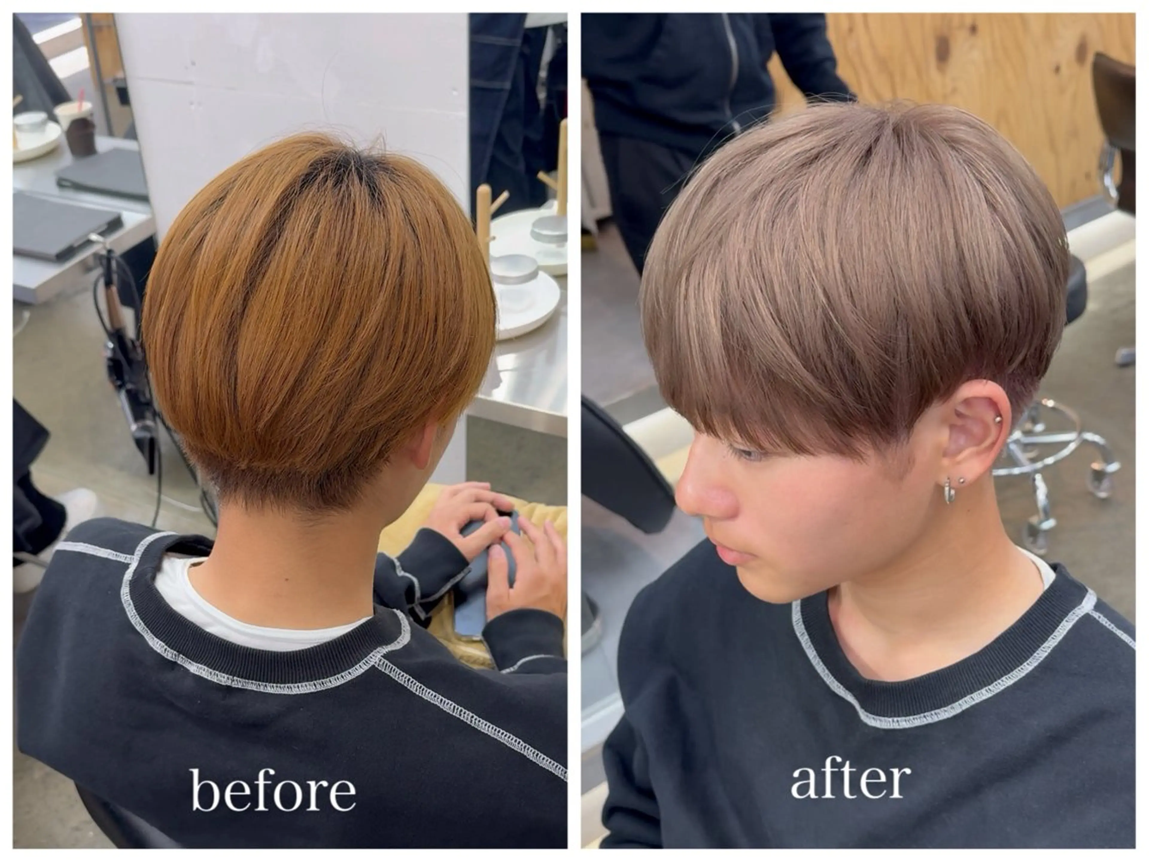 ショート カラー メンズ ベージュカラー ミルキーベージュ 新宿 似合わせカラー HINAのヘアスタイル