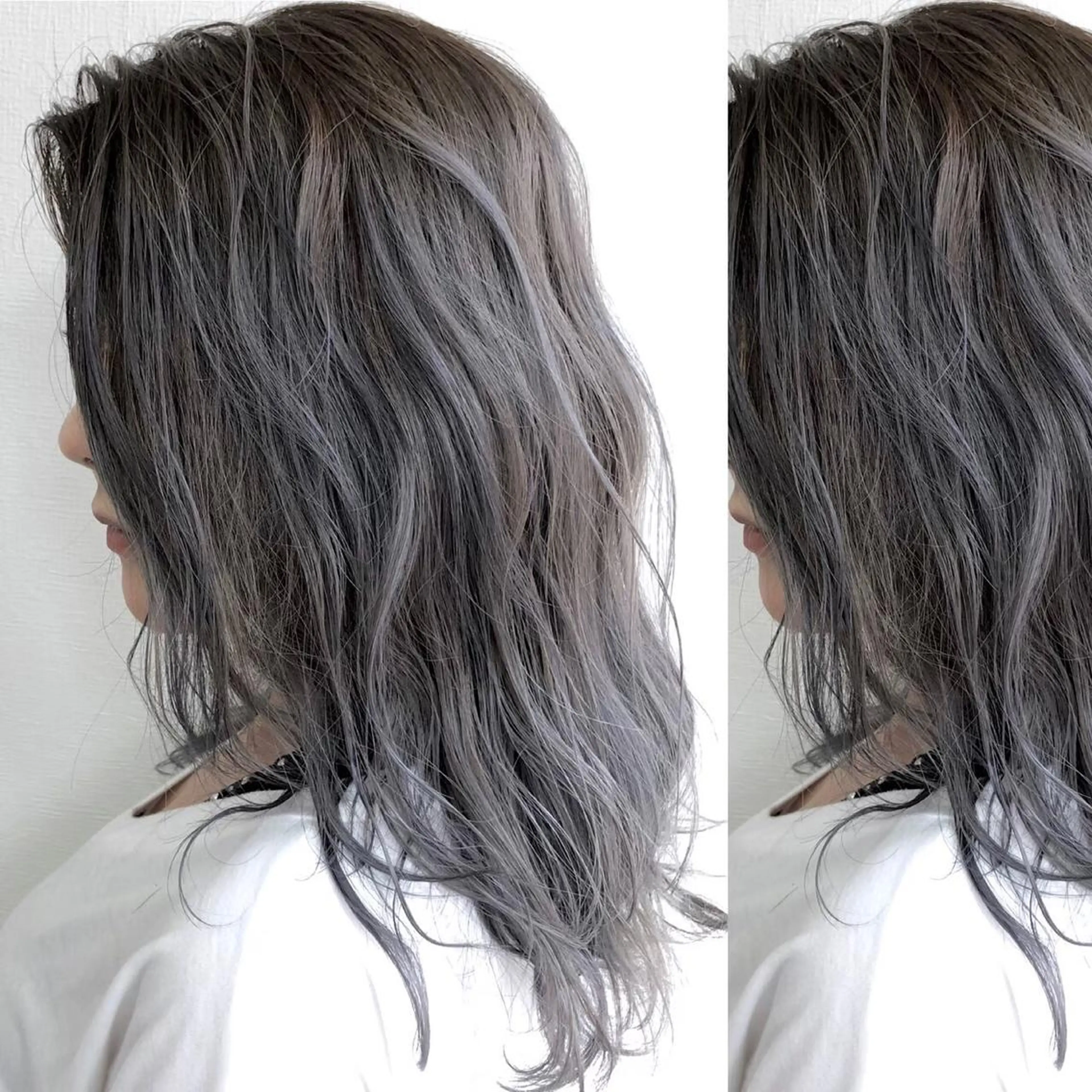 セミロング カラー カット トリートメント JuNブリーチに 縮毛矯正するプロのヘアスタイル