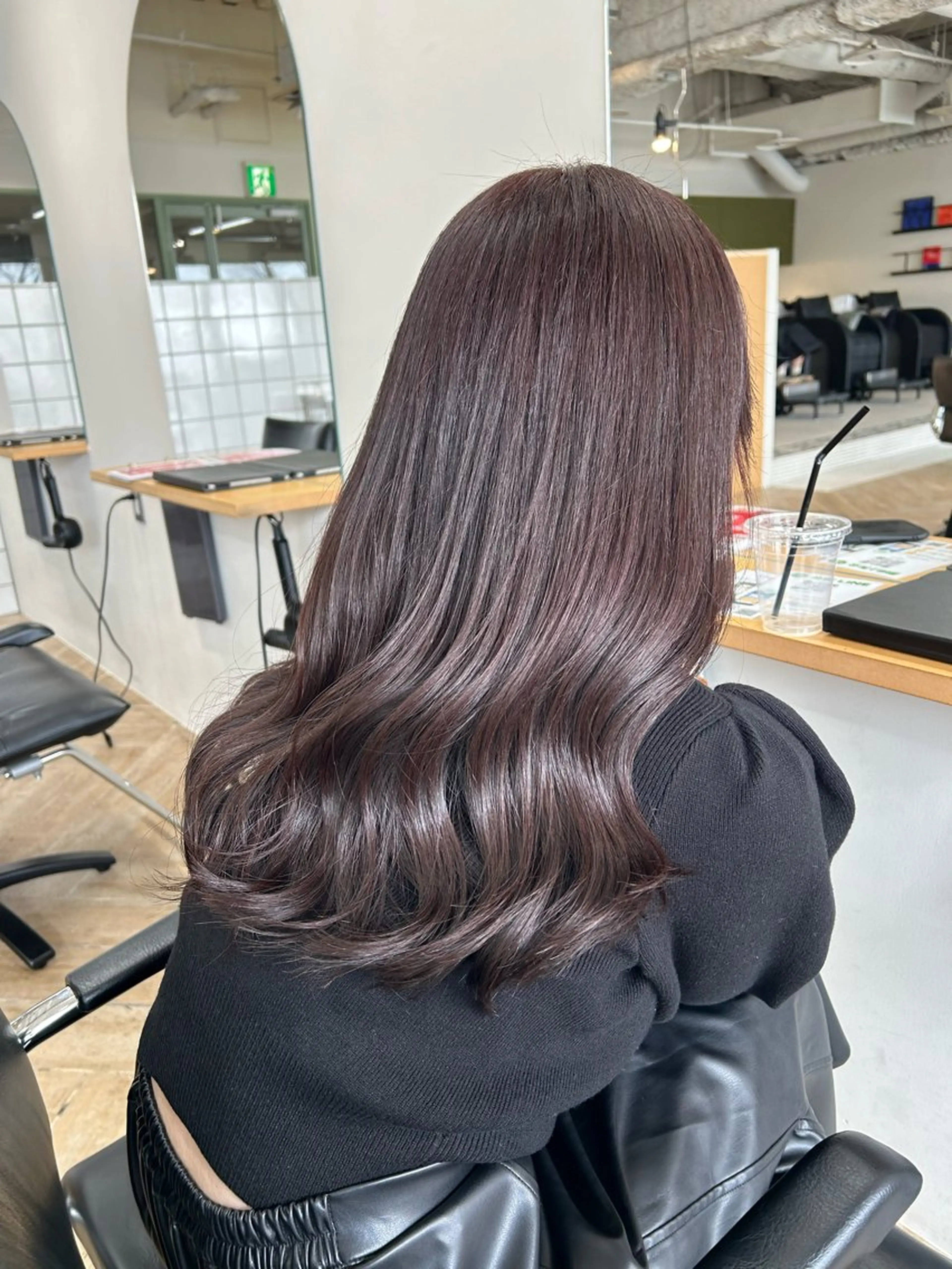 ミディアム ピンクブラウン カット ヘアカラー トリートメント 新潟/万代/レイヤー 韓国風/明間未来のヘアスタイル