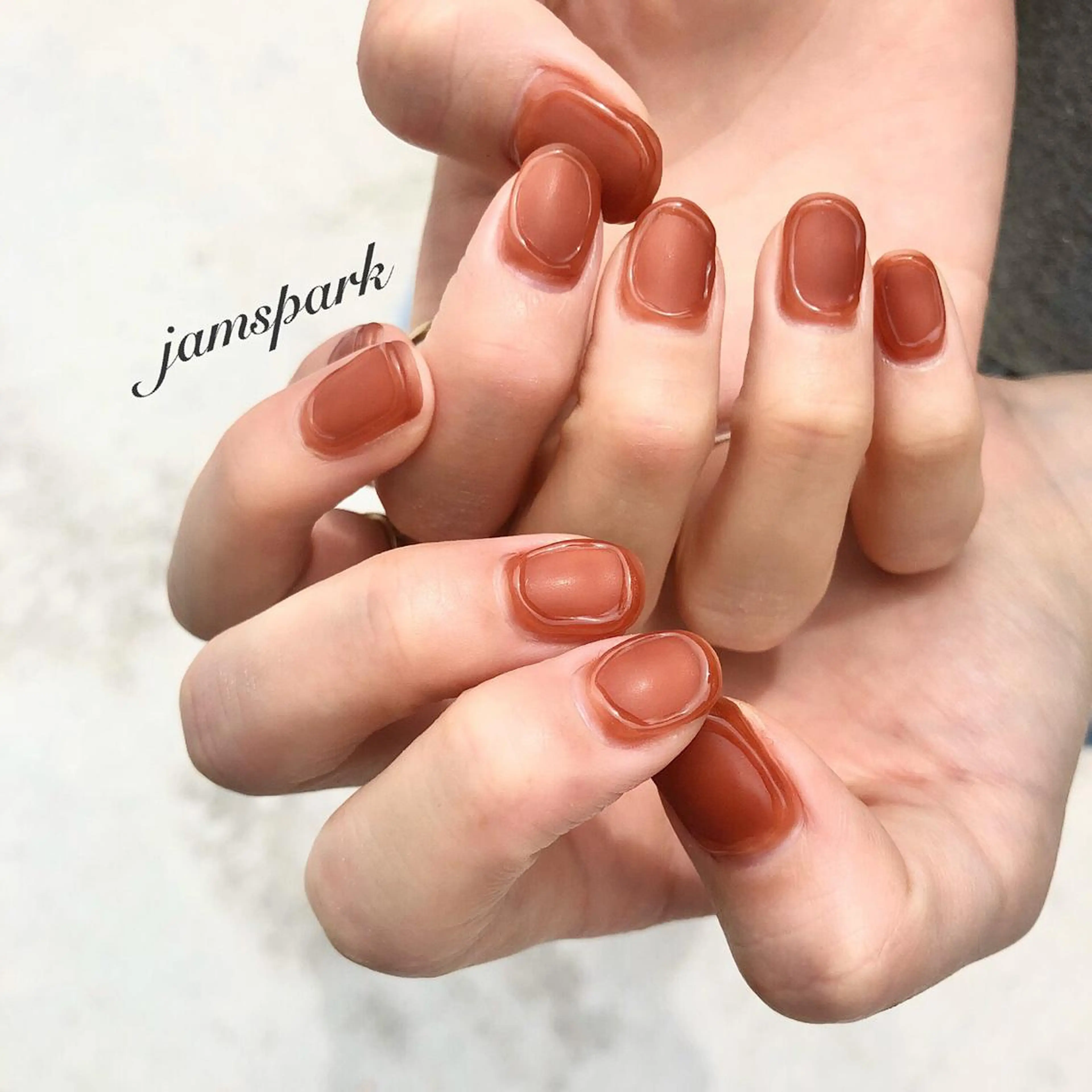 ネイル ブラウン マットネイル ニュアンスネイル ワンカラーネイル ショートネイル ハンドネイル jamspark ✨のネイルデザイン