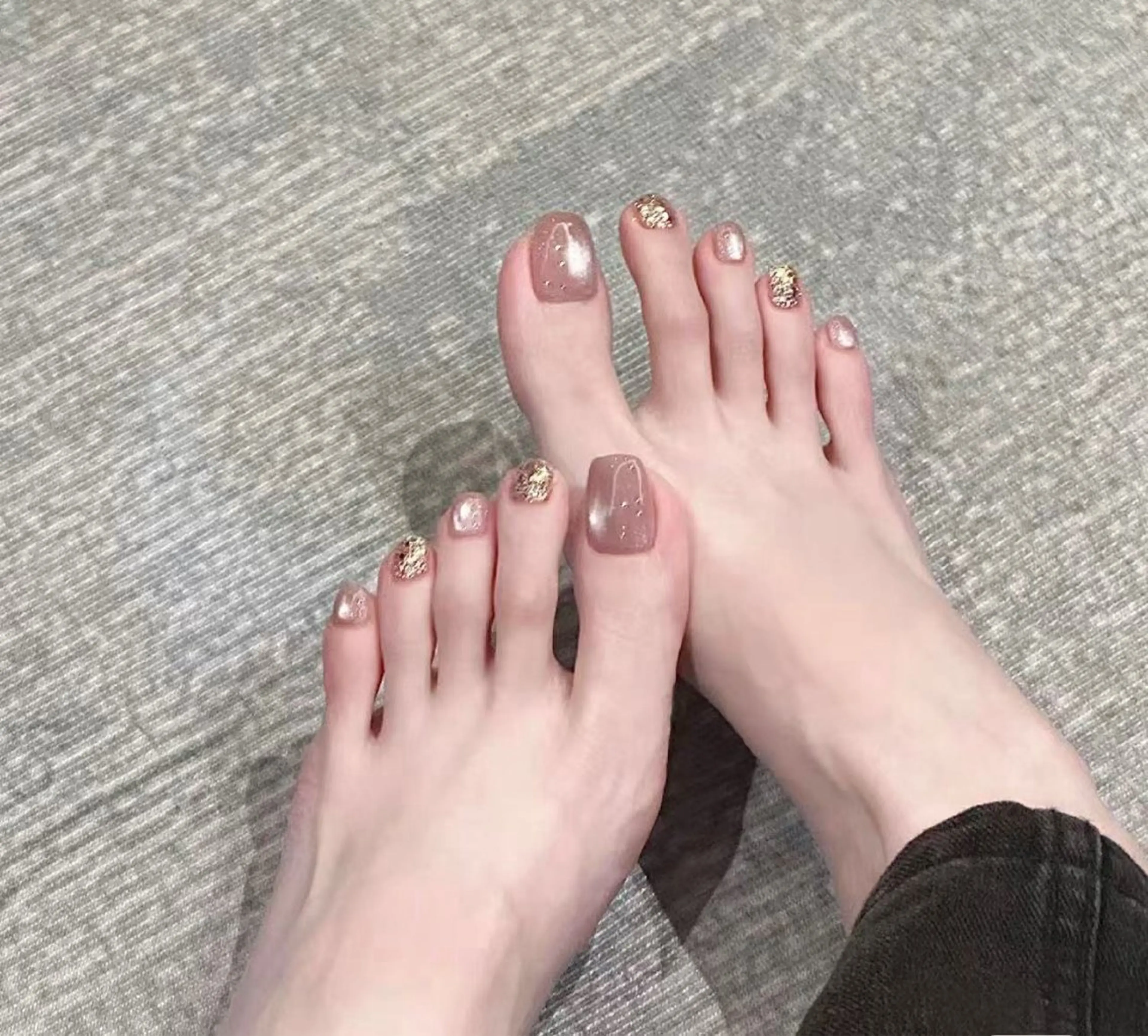 ネイル フラワーネイル フレンチネイル ジェルネイル ガラスフレンチ ハート フットネイル BabyYouMi nailのネイルデザイン