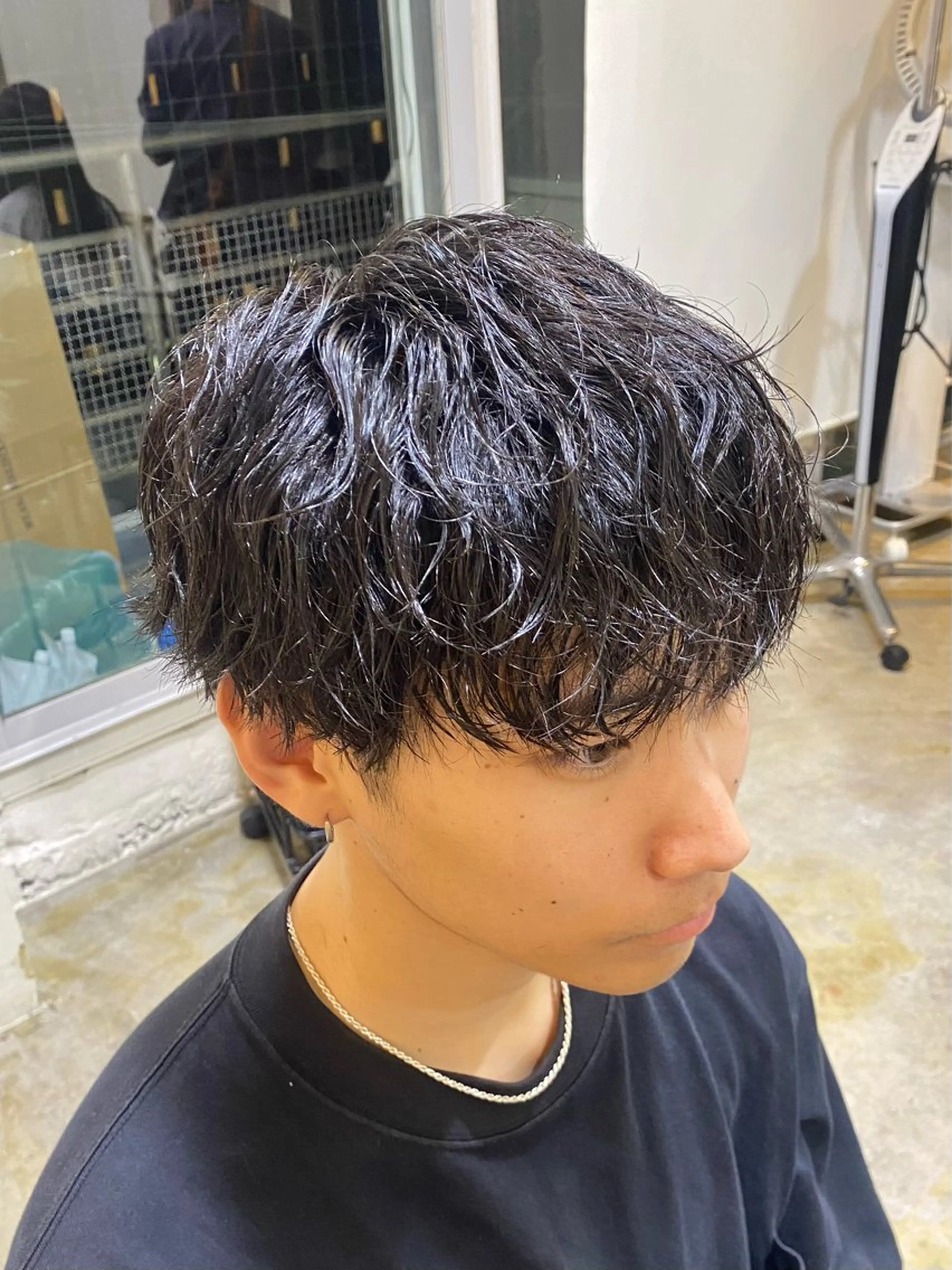 ショート パーマ メンズ カット パーマ トリートメント レイヤーボブ/ 艶カラー/サナ🌼のヘアスタイル