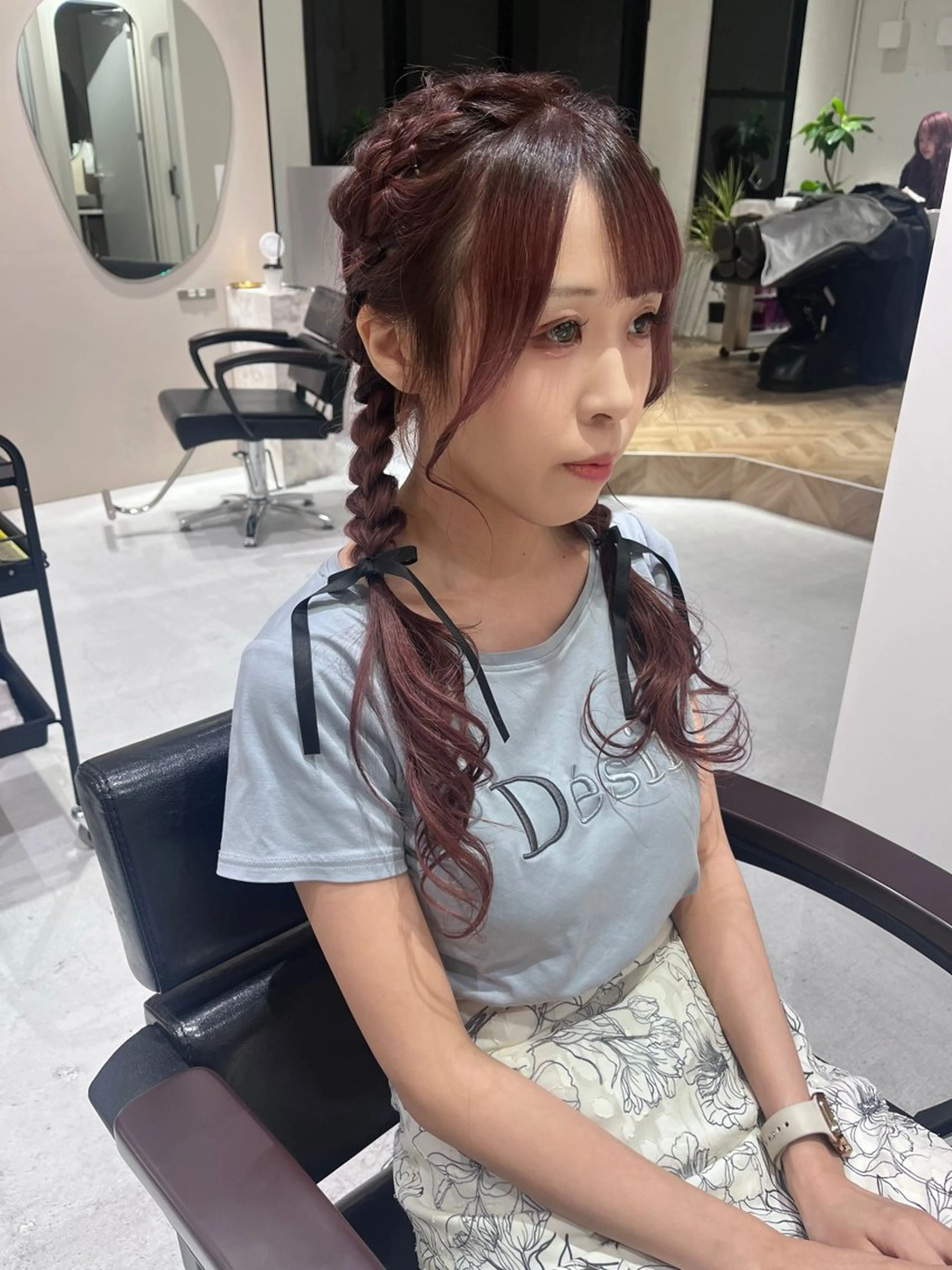 ロング カラー ヘアアレンジ ピンクカラー loulou所属・透明感カラー 💎飯塚ゆうきのヘアスタイル