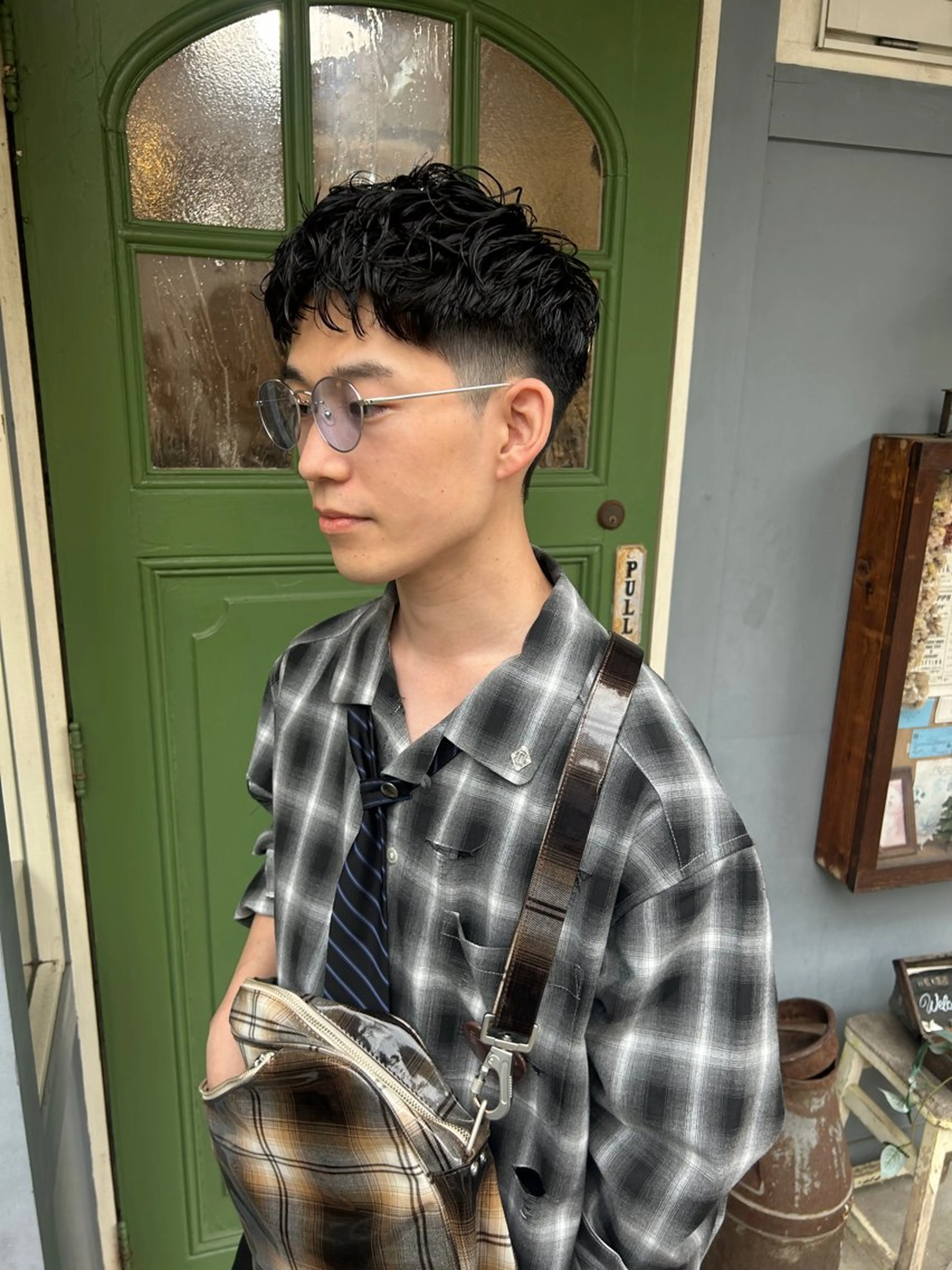 ショート パーマ メンズ カット パーマ 清水千優/パーマ/透 明感カラー/メンズのヘアスタイル