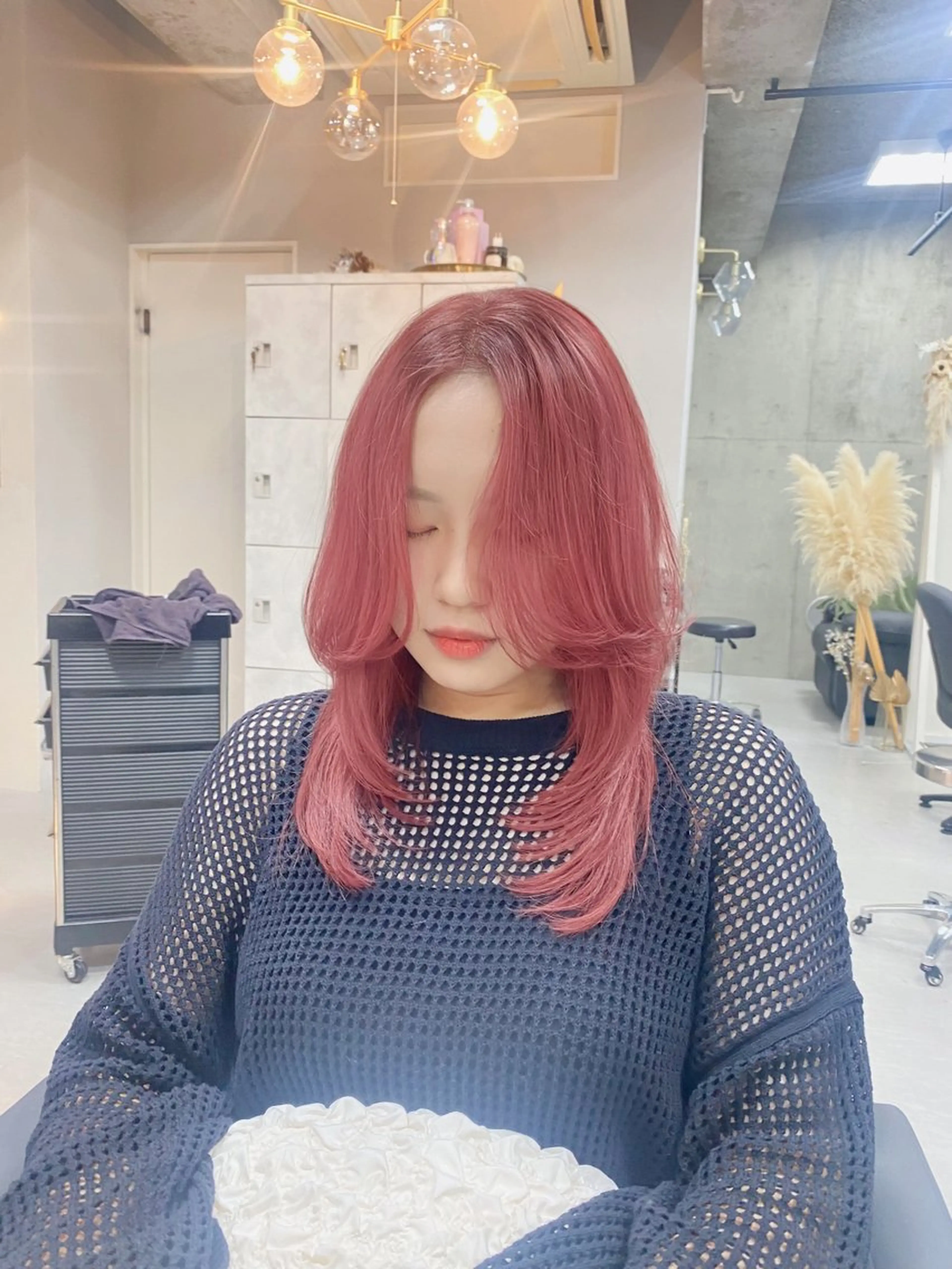 カラー レッドカラー ヘアカラー ‎XELM高崎‎‎‎ ‎‎🤍Kyoka‎のヘアスタイル