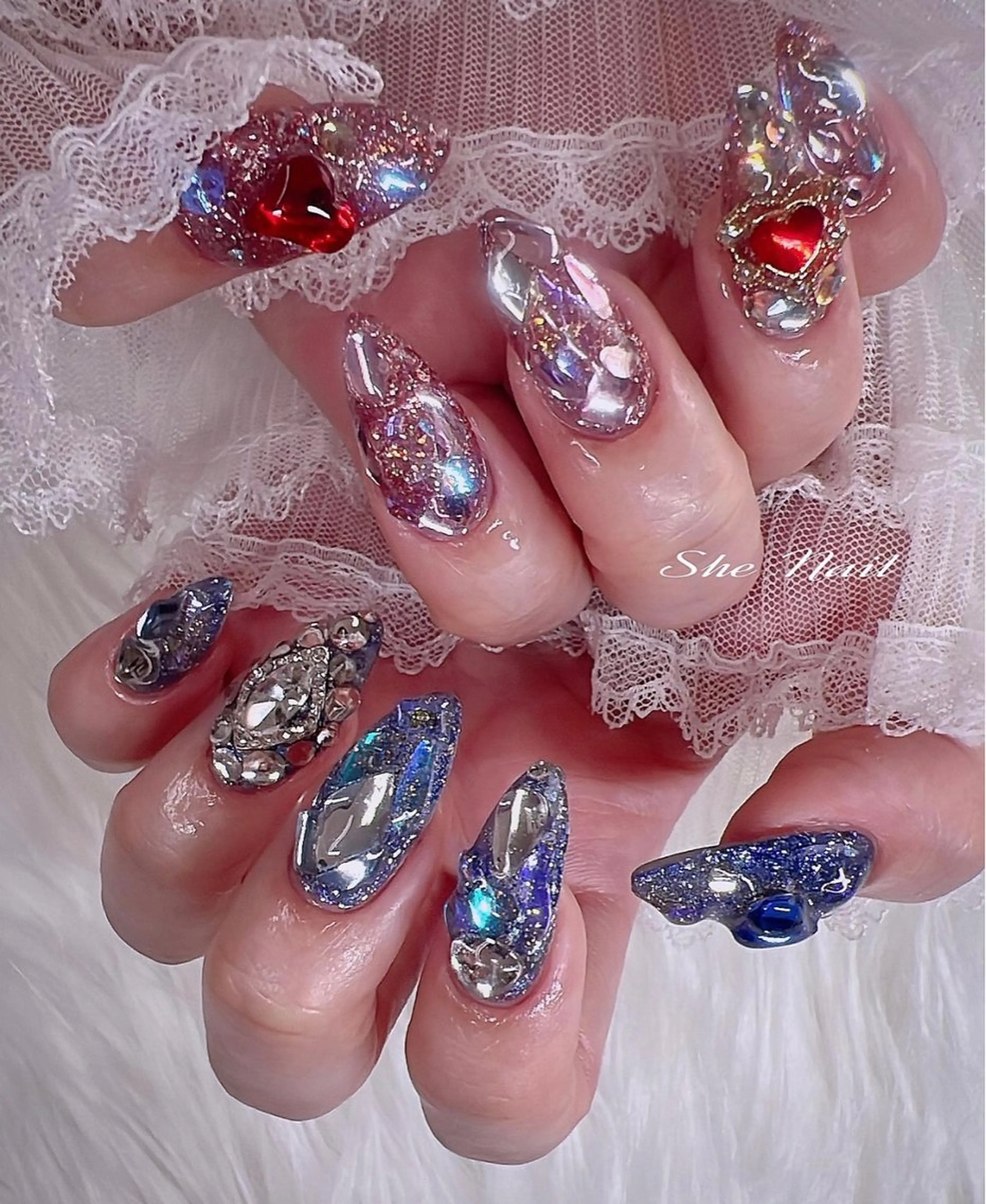 ネイル チークネイル 長さ出し フレンチネイル ガラスフレンチ グラデーション ハンドネイル She   Nail所属・ISA_ BELLAのネイルデザイン