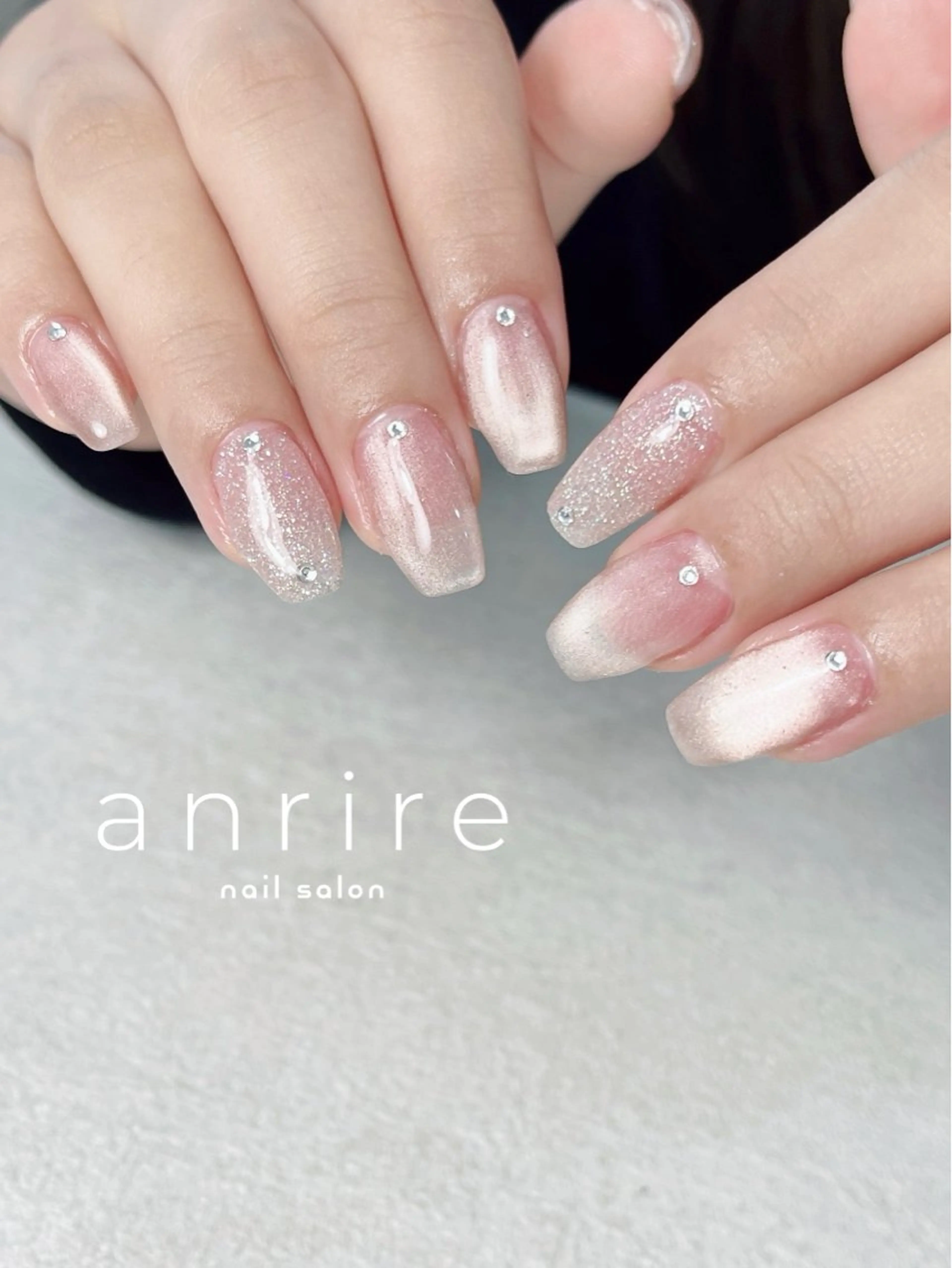 ネイル 長さ出し フラッシュネイル ジェルネイル キラキラネイル ロングネイル ハンドネイル nail salon anrire〜アンリール〜所属・nailsalon anrireのネイルデザイン