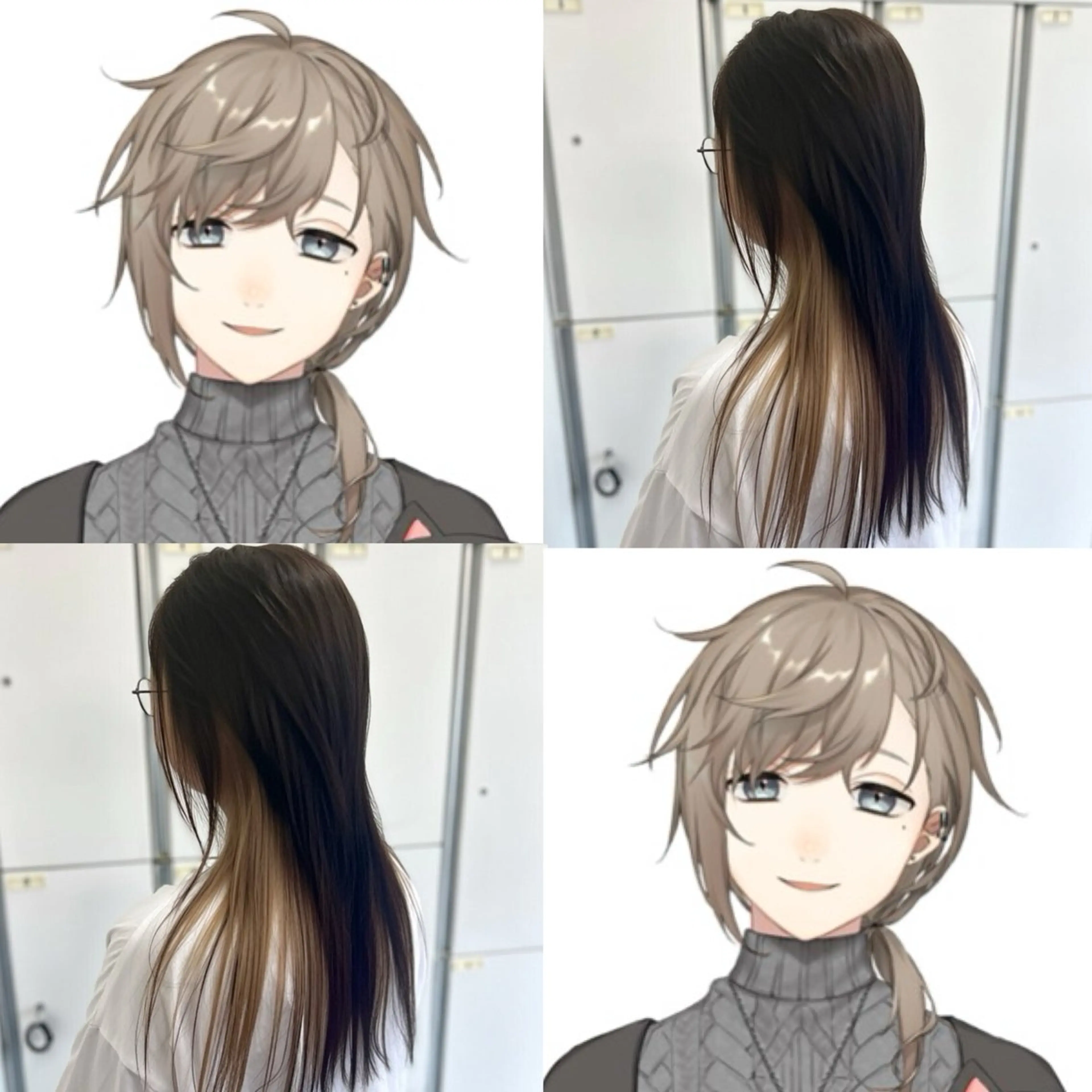 ロング カラー ベージュカラー ブリーチ ブラウンカラー ブラウンベージュ ロング インナー/2次元/ 推しカラー/しゅうとのヘアスタイル