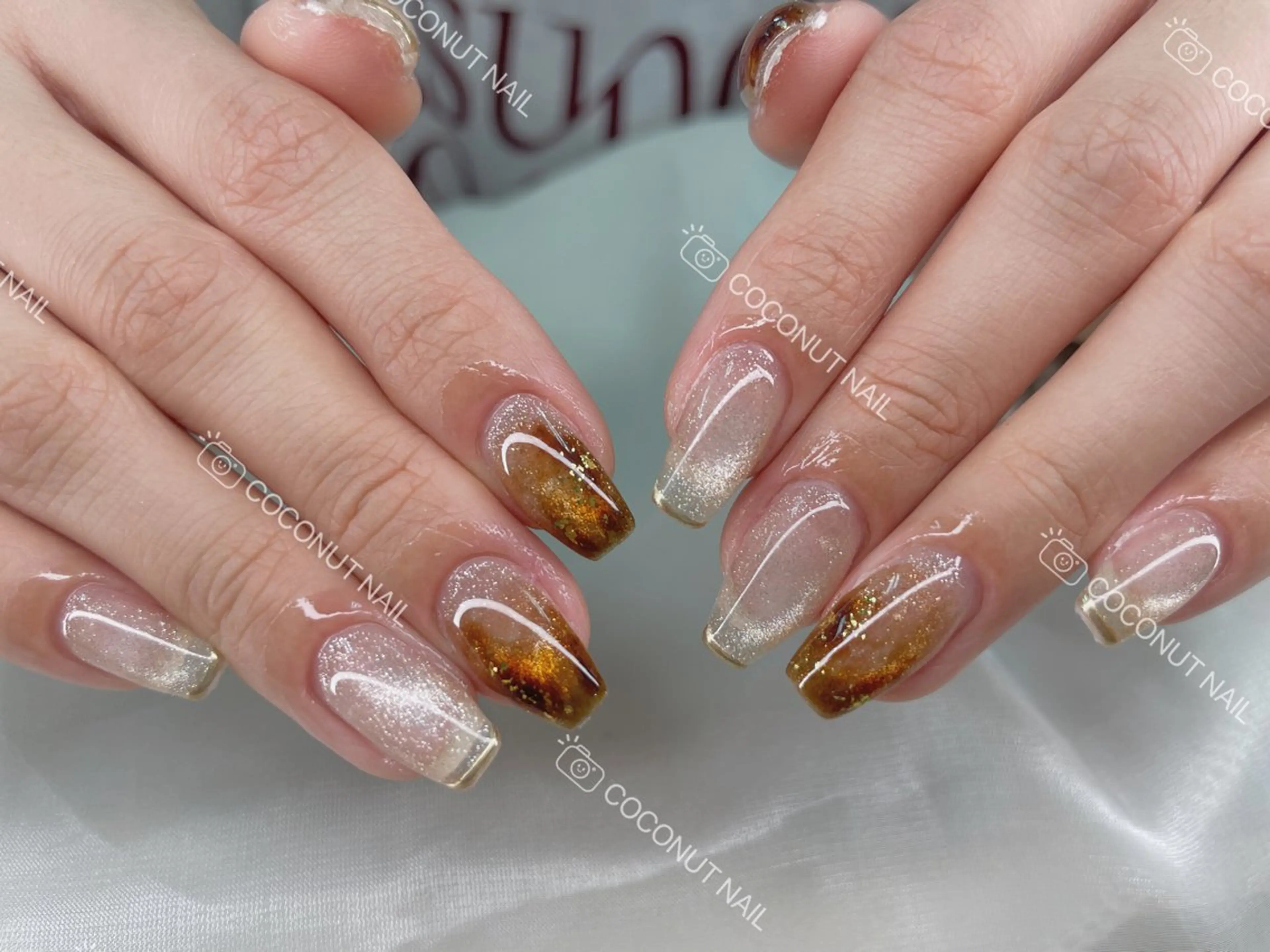 ネイル べっ甲ネイル フレンチネイル キラキラネイル マグネットネイル 大理石ネイル(マーブル) ハンドネイル 神田 ココナッツのネイルデザイン