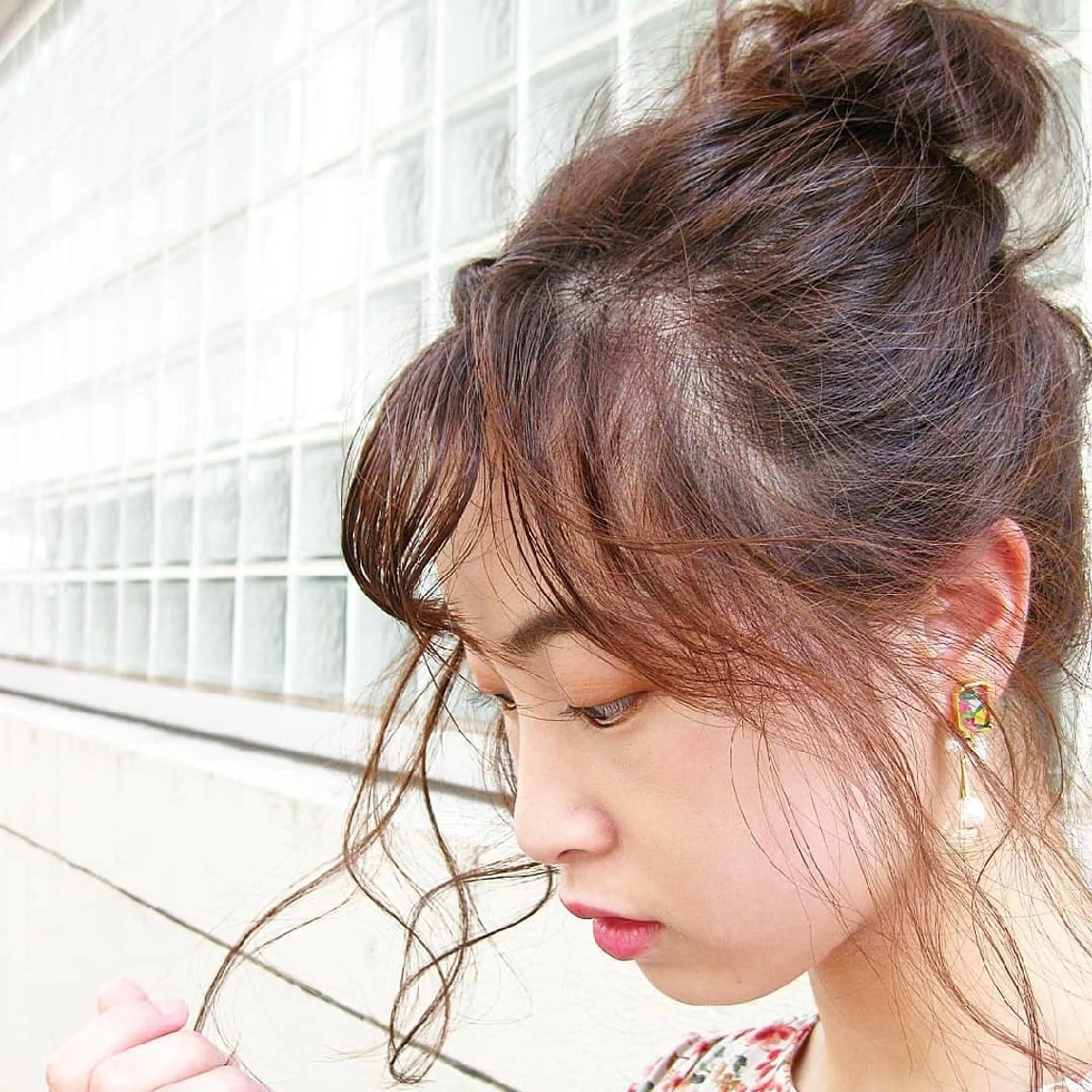 ヘアアレンジ ミディアム お団子ヘア 天王寺髪質改善なら よしみさん✨のヘアスタイル