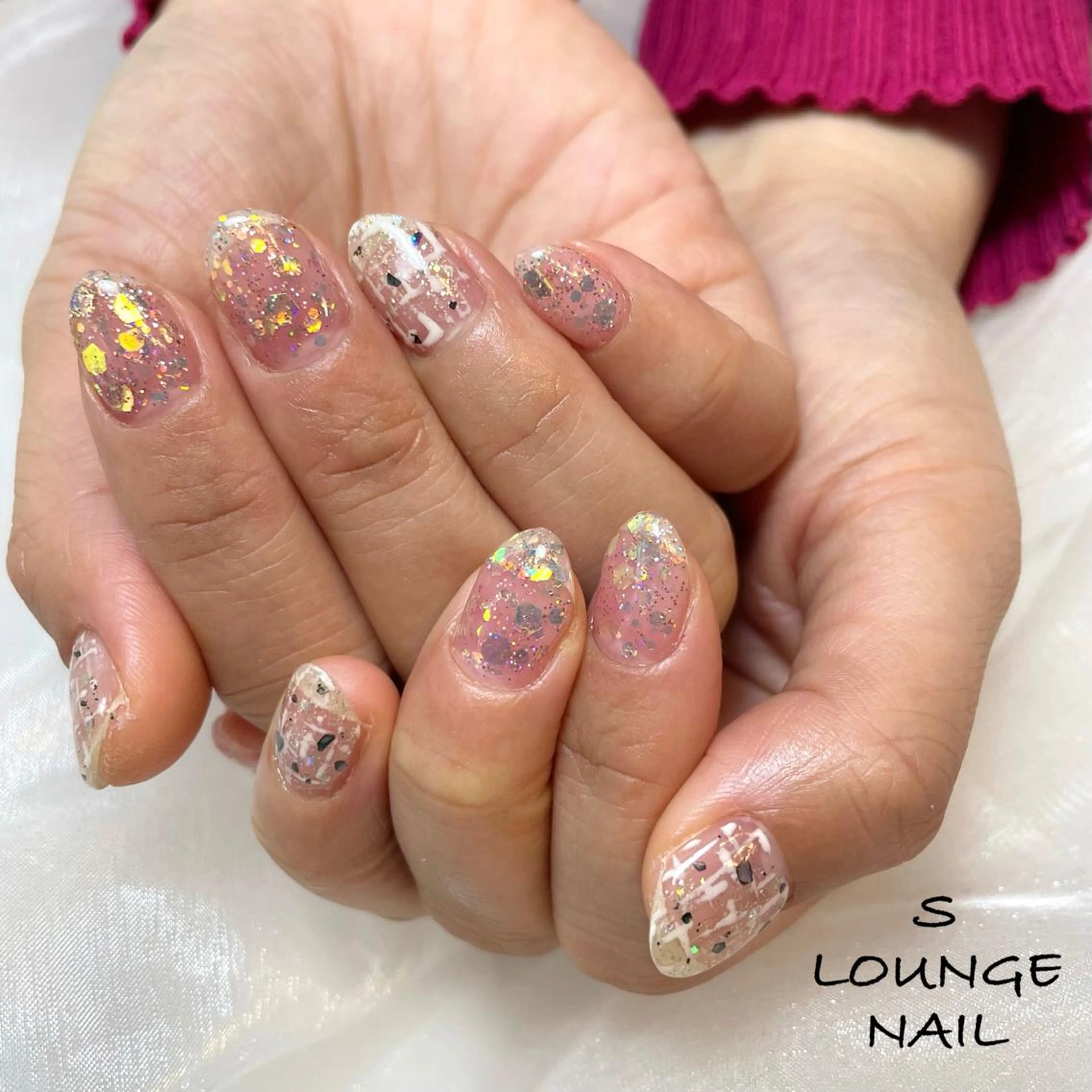 ネイル キラキラネイル ツイードネイル S LOUNGE NAIL所属・パーツたくさん🍓 SUMIのネイルデザイン