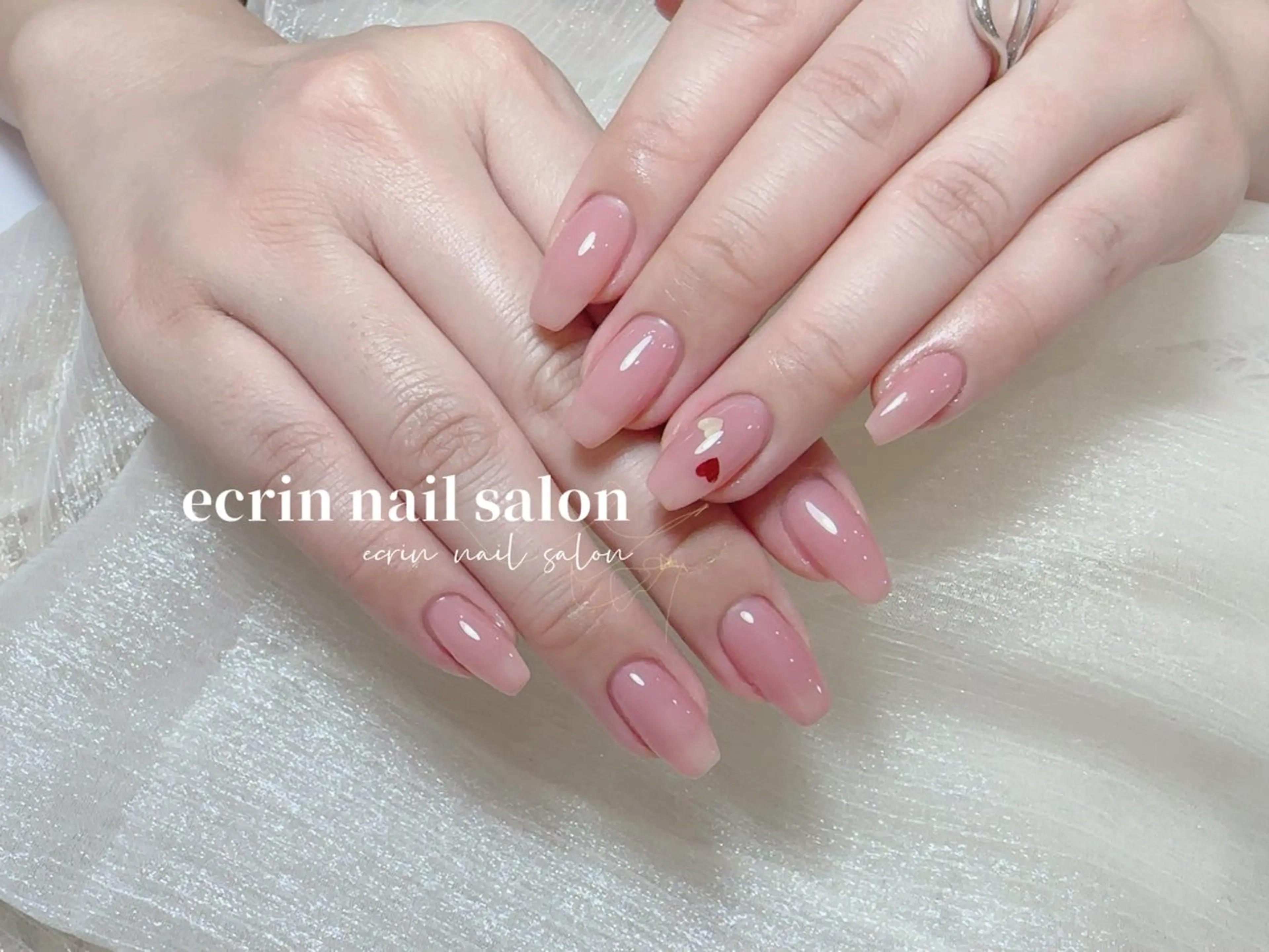 ネイル オフィスネイル シンプルネイル バレンタイン ワンホンネイル ハンドネイル ecrin nail 錦糸町(るい)のネイルデザイン
