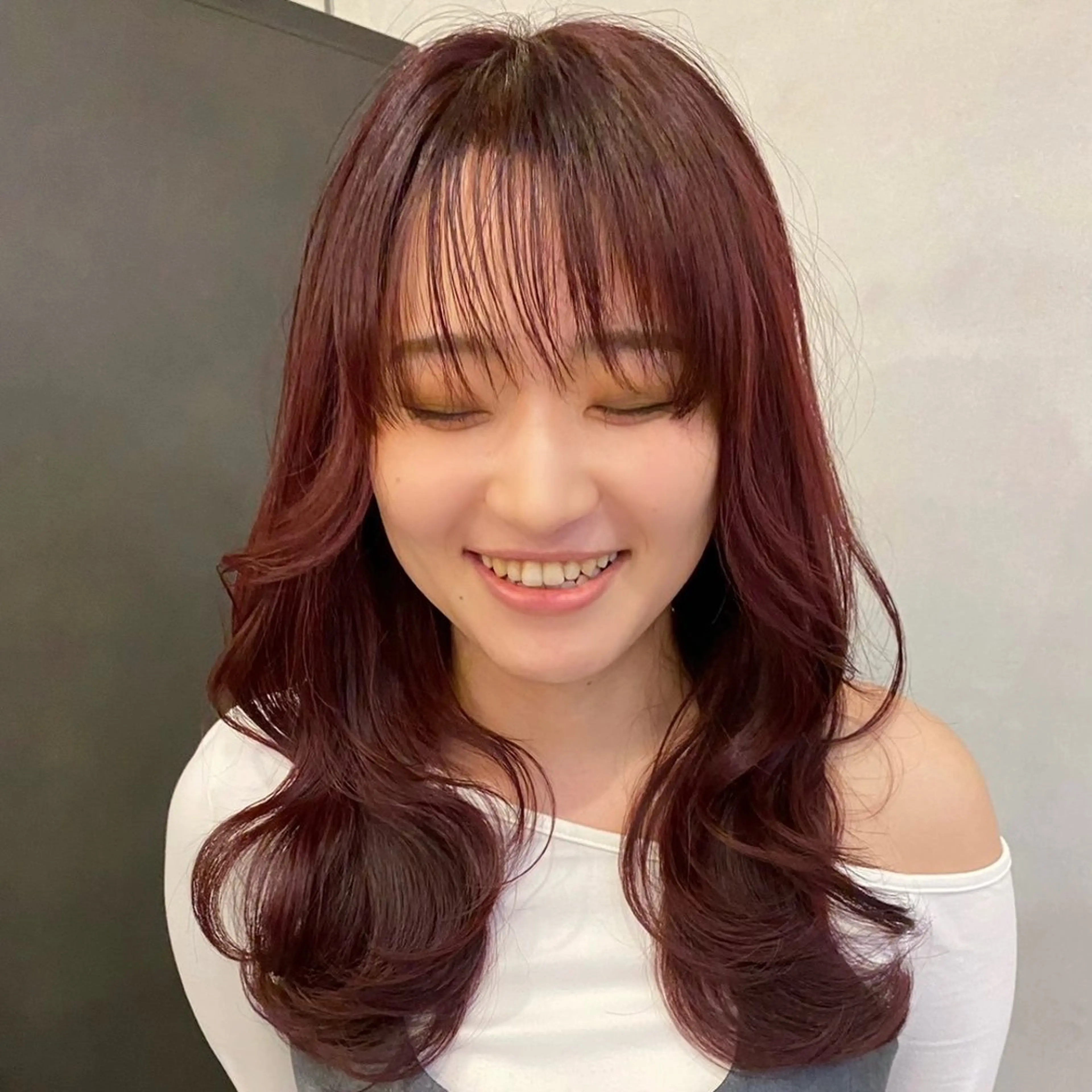 カラー ブリーチ ブリーチなしカラー レッドカラー ヘアカラー rias HARU /カラーモデル募集のヘアスタイル