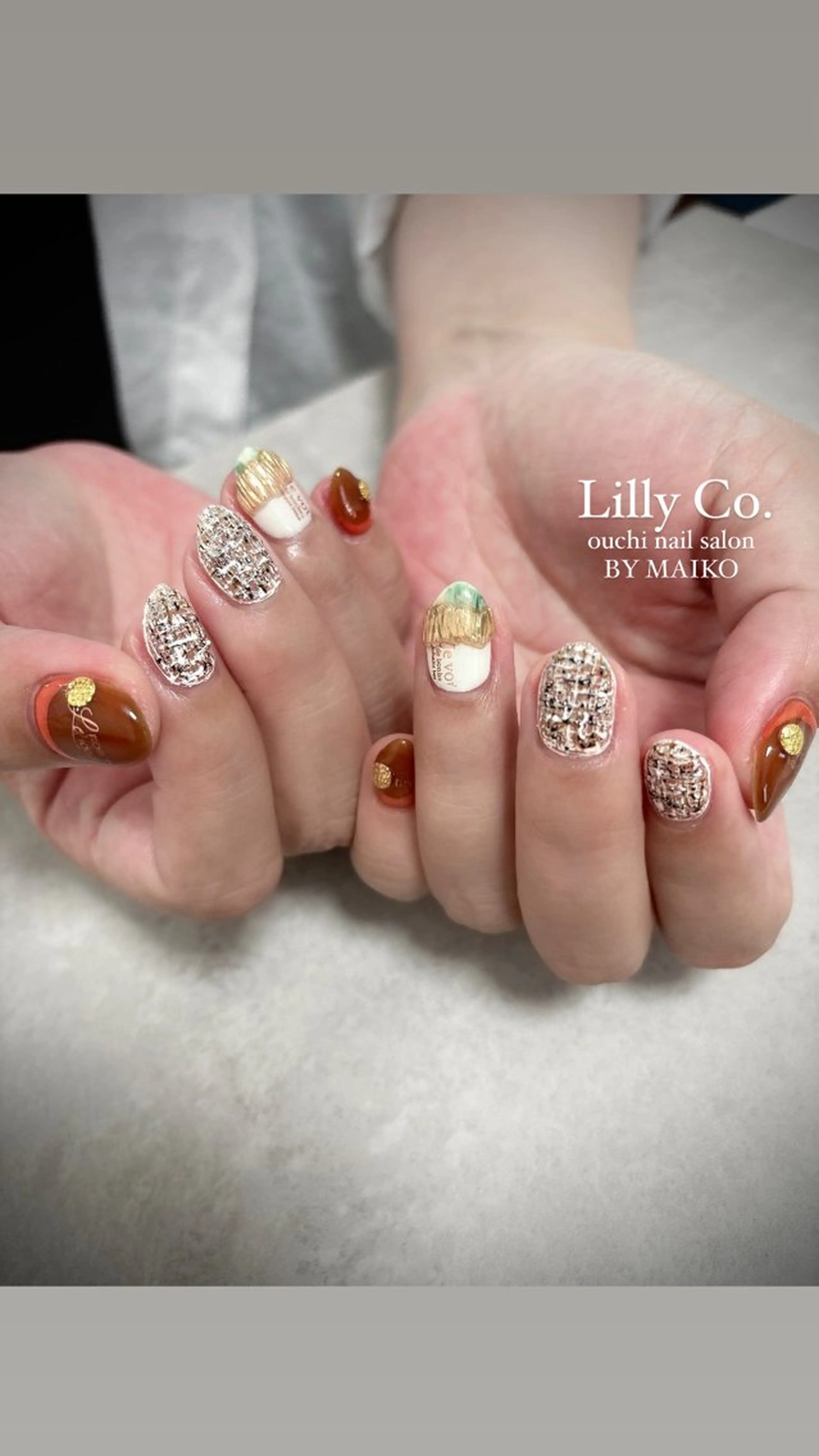 ネイル ツイードネイル ハンドネイル ハンドケア Lilly Co.のネイルデザイン