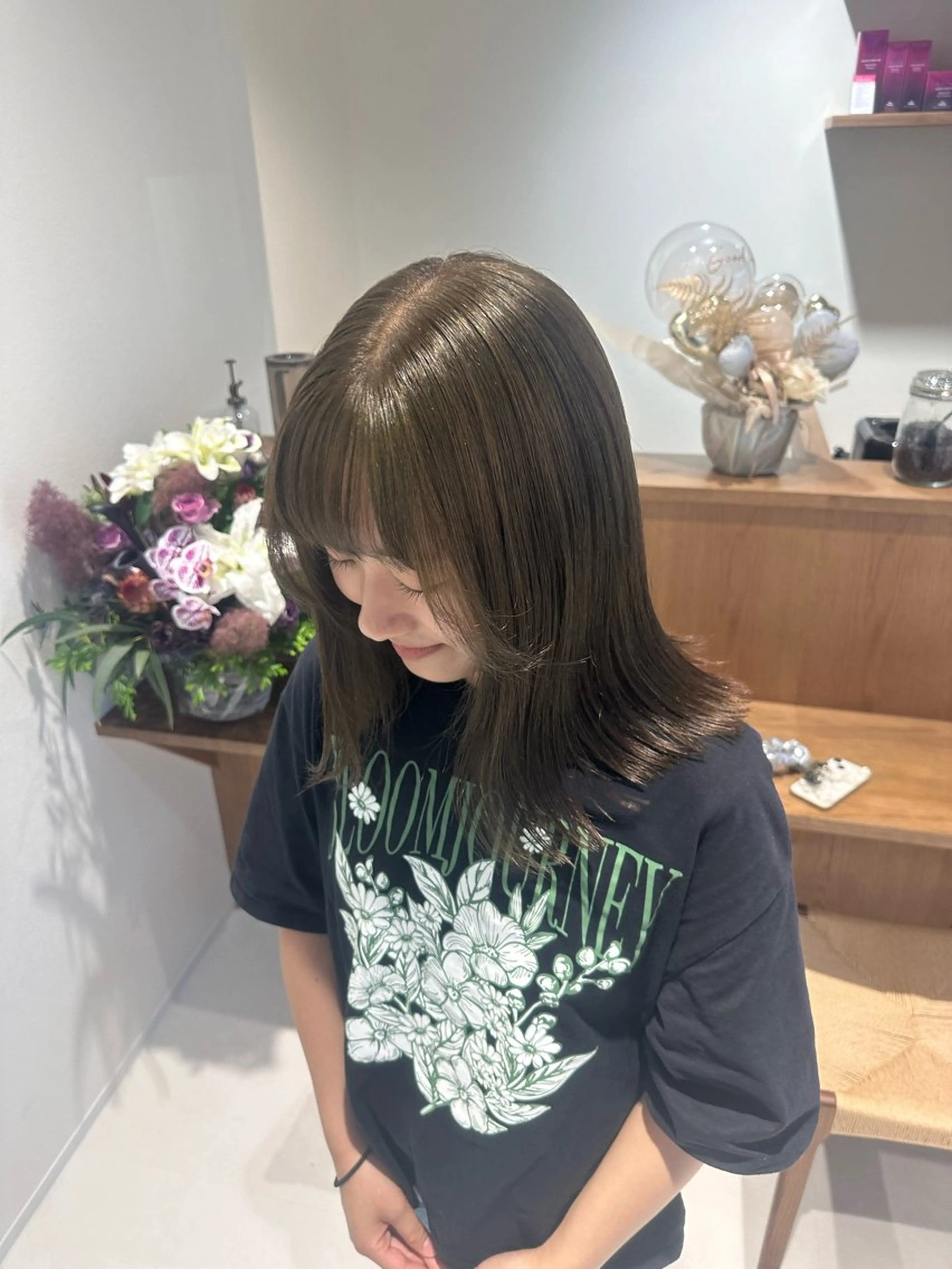 セミロング カラー ベージュカラー オリーブベージュ ブリーチカラー/ベー ジュ/Hono🦖のヘアスタイル