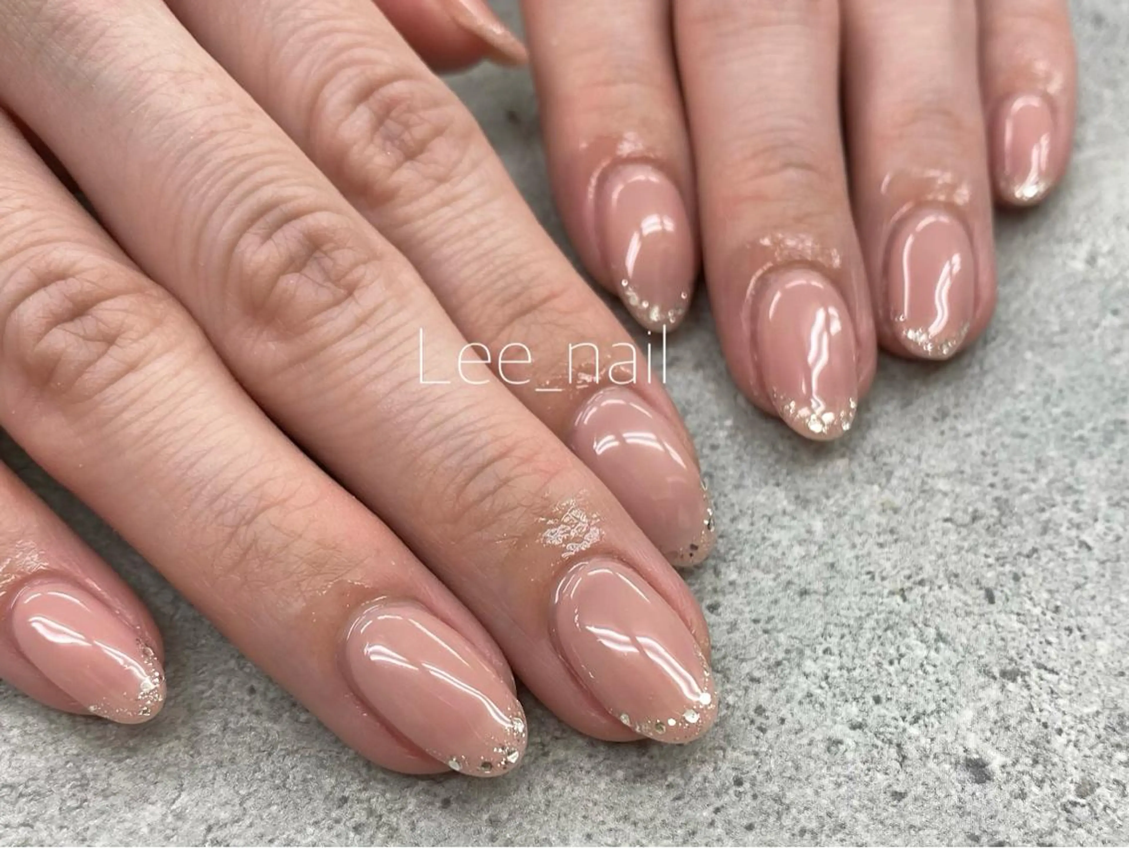 ネイル フレンチネイル ラメ(グリッター) ピンク ピンクベージュ Lee_ nailのネイルデザイン