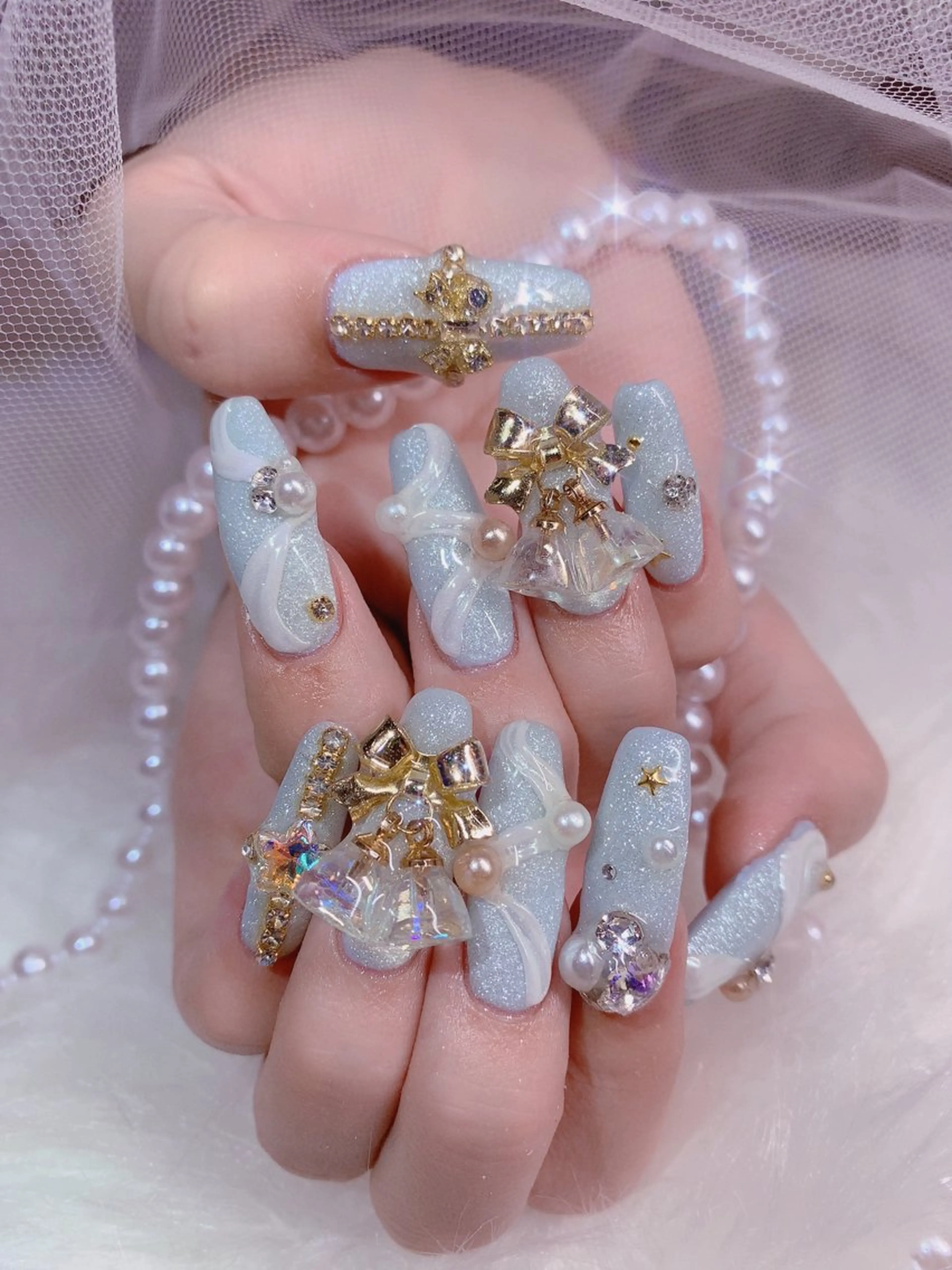 ネイル アートネイル キラキラネイル 韓国ネイル ロングネイル 持ち込み シェアサロンLei.g(レイジー)所属・3Dアートネイル💗 都築レナのネイルデザイン