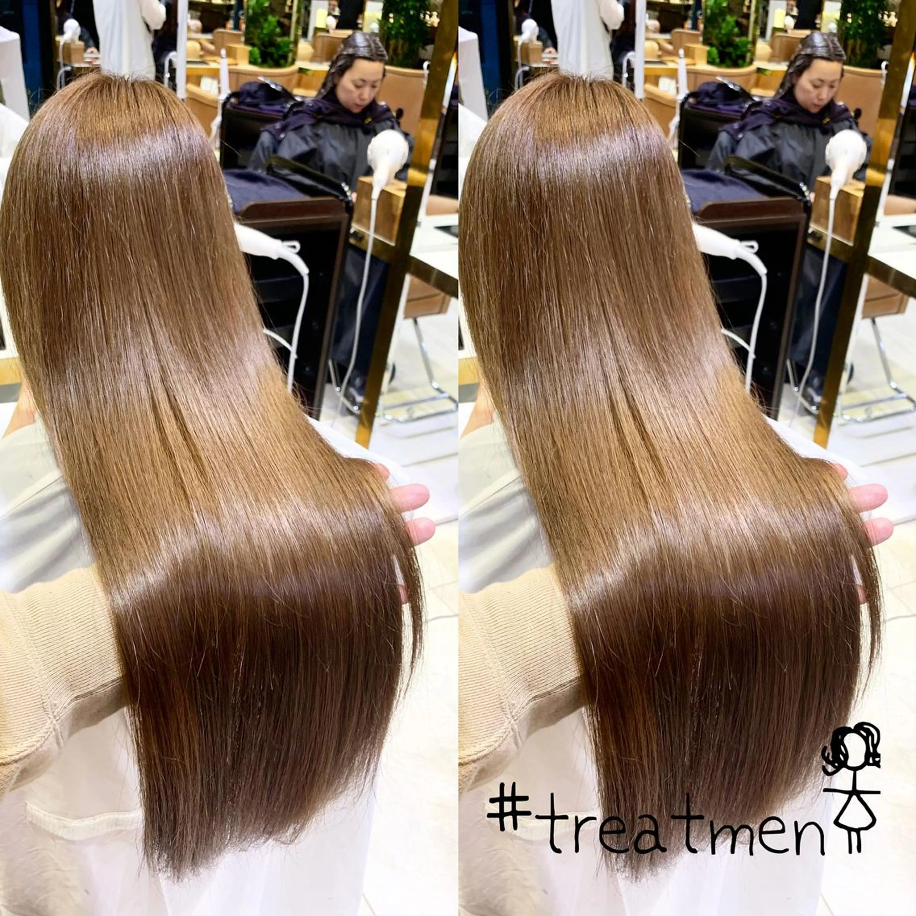 セミロング カラー くせ毛 顔周りカット 似合わせカット トリートメント カット ヘアカラー トリートメント 武田涼レイヤーカット 髪質改善×縮毛矯正のヘアスタイル