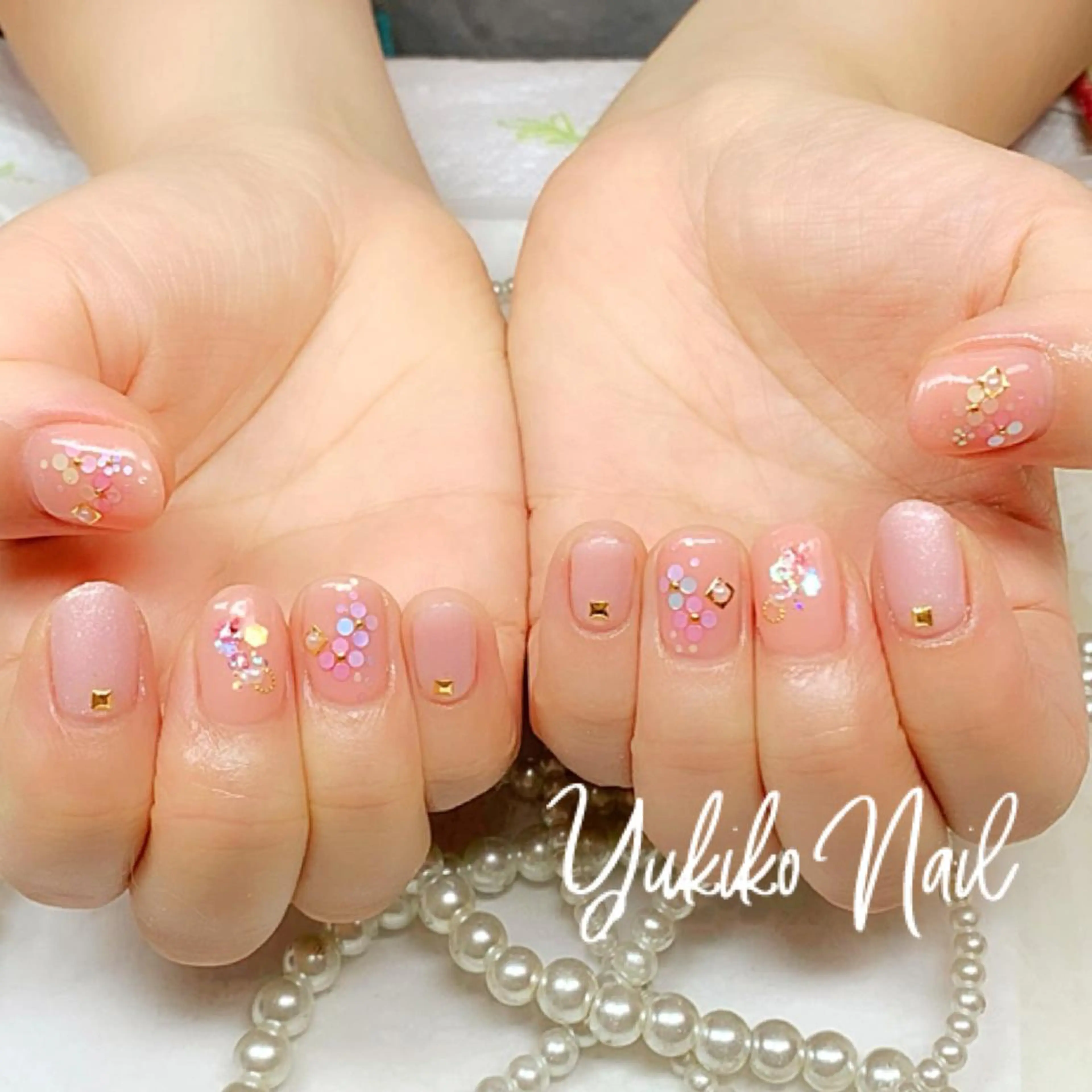 ネイル フラワーネイル ホログラムネイル ハンドネイル ユキコ ネイルのネイルデザイン