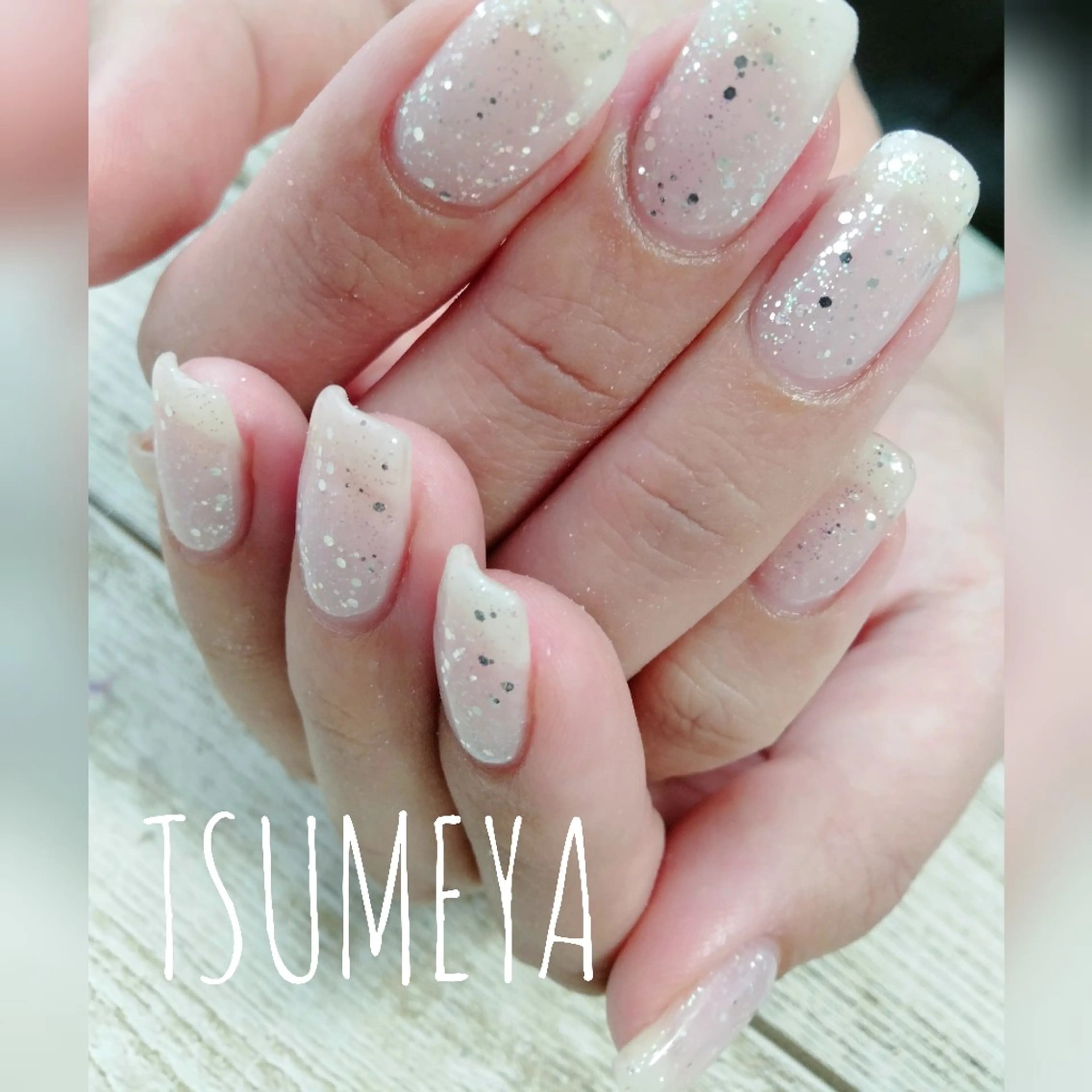 ネイル ラメ(グリッター) ホワイト ハンドネイル _TSUMEYA _のネイルデザイン