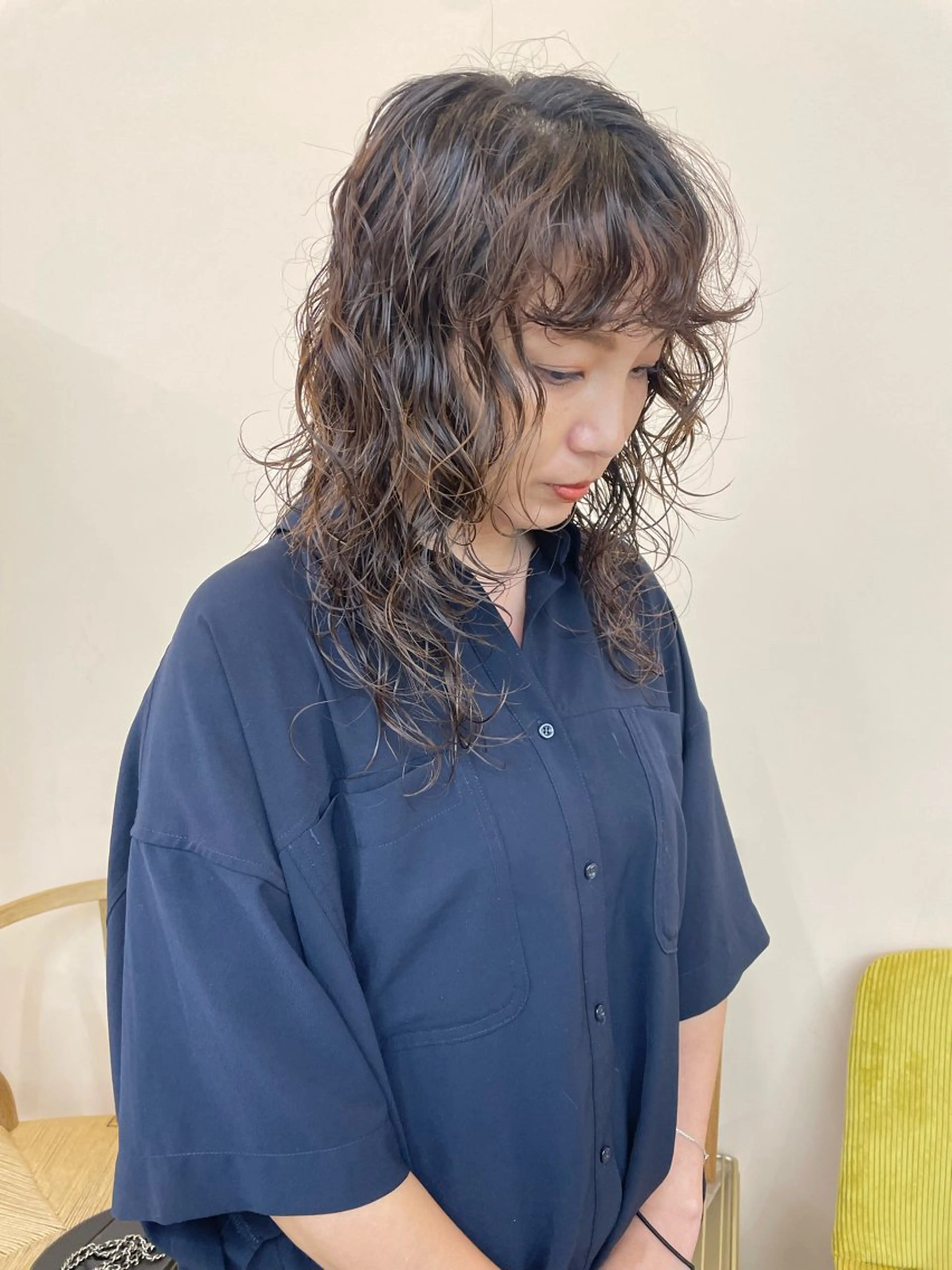 ロング パーマ カットモデル/ ハイトーン/ゆうあのヘアスタイル