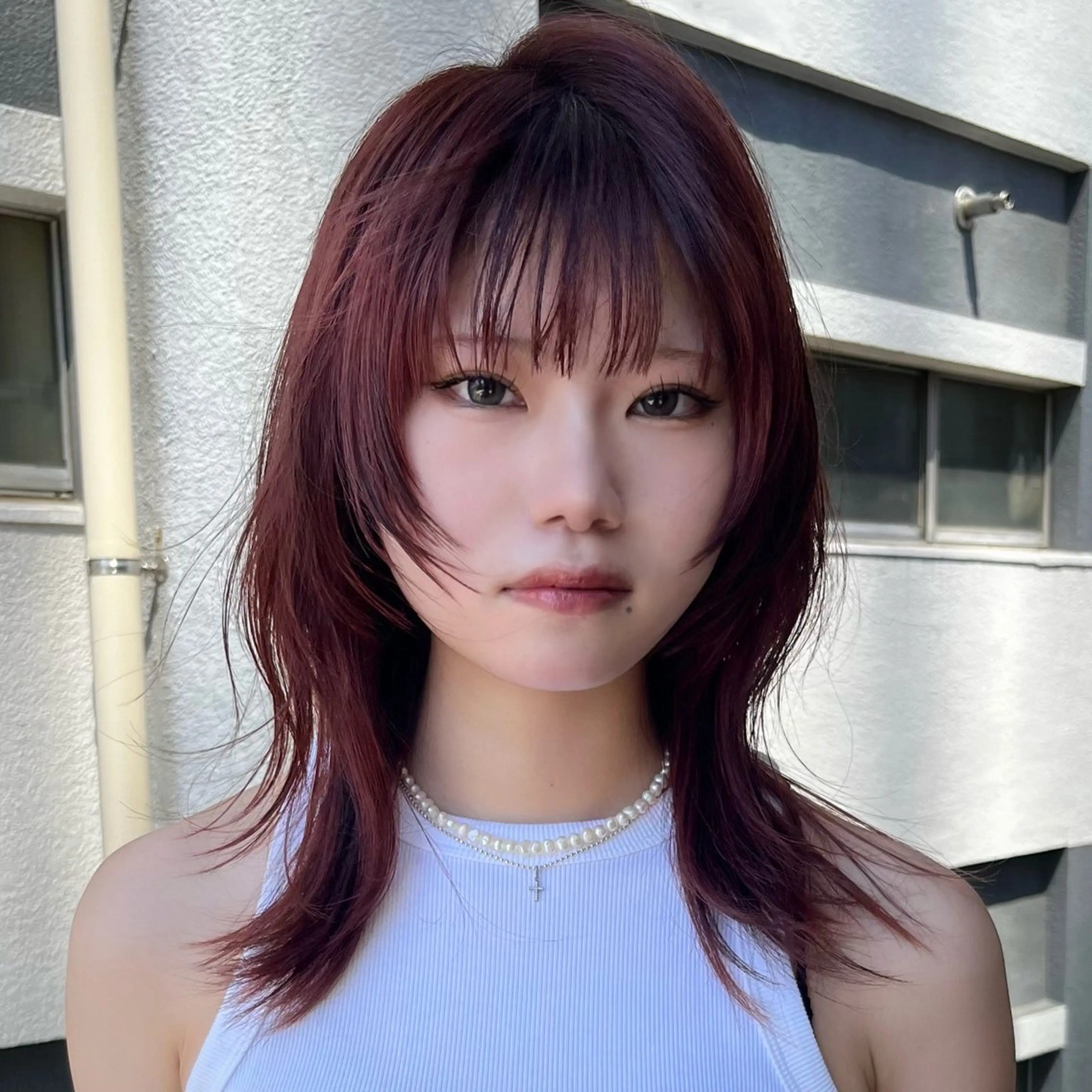 ミディアム カラー カット ヘアカラー ウルフ/レイヤー/ ブリーチカラーのヘアスタイル