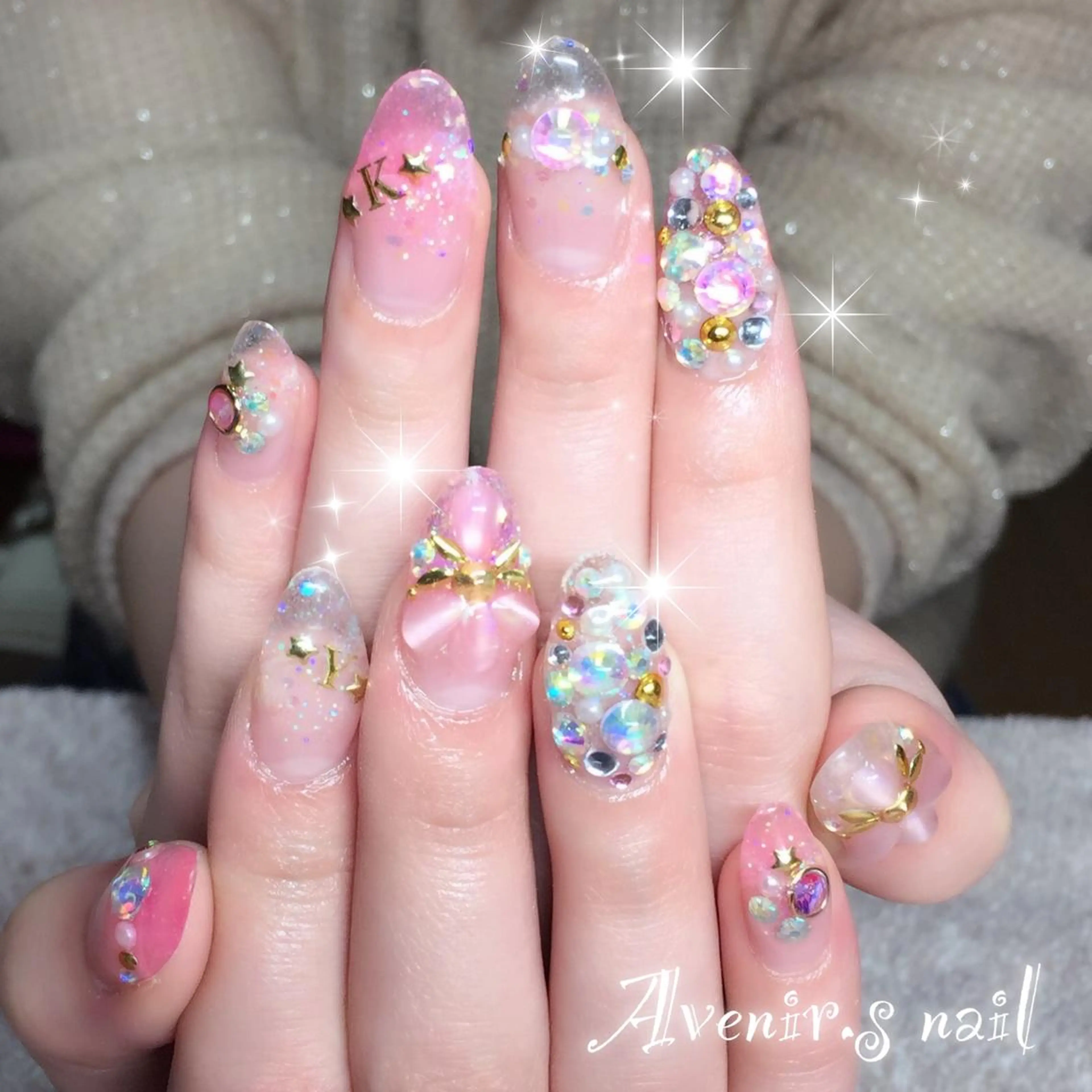 ネイル ラメ(グリッター) ラメグラデーション スカルプネイル Home Salon Avenir.のネイルデザイン