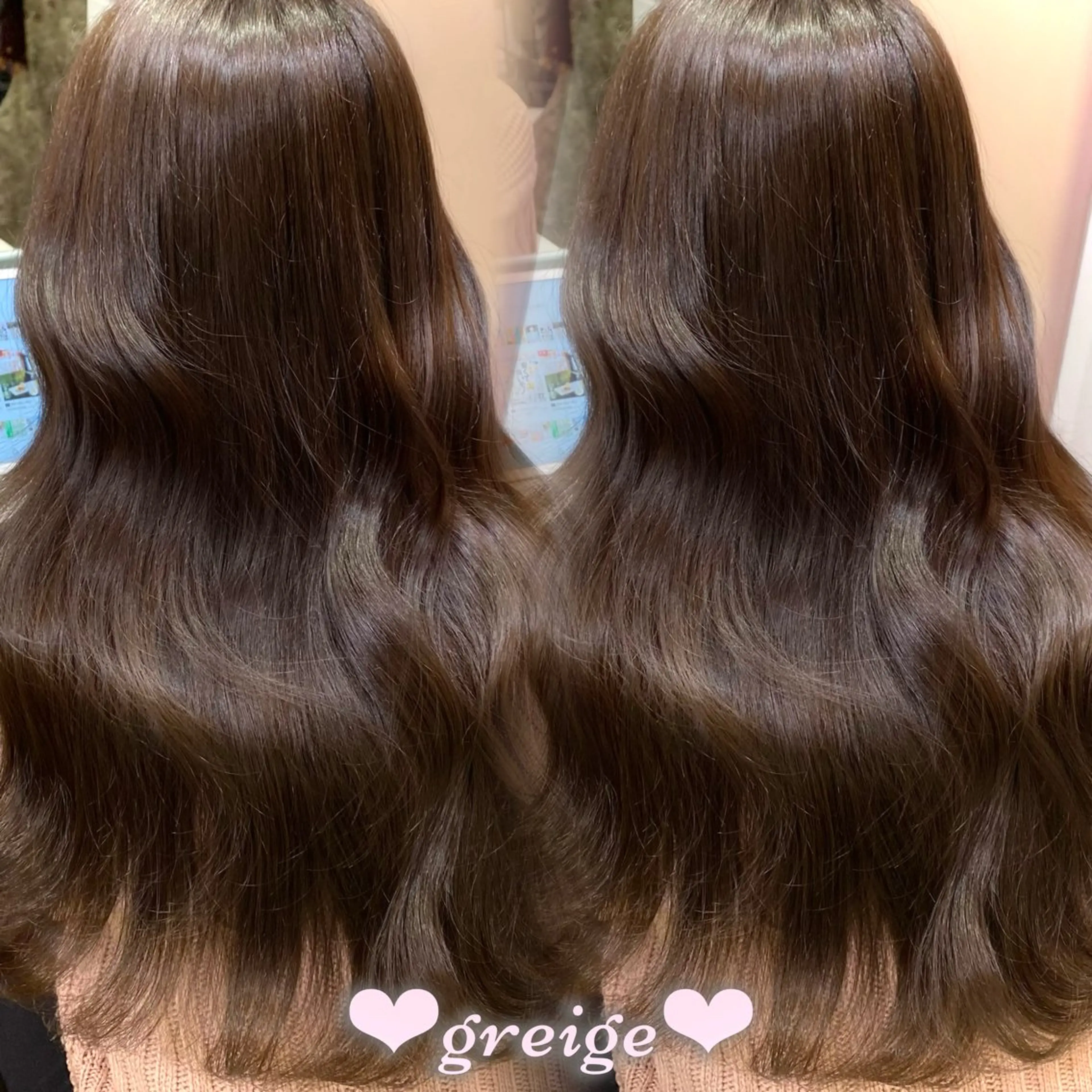 ロング カラー 透明感カラー グレージュ オレンジ カット ヘアカラー トリートメント 新宿/透明感カラー /韓国ヘアKANA♡のヘアスタイル