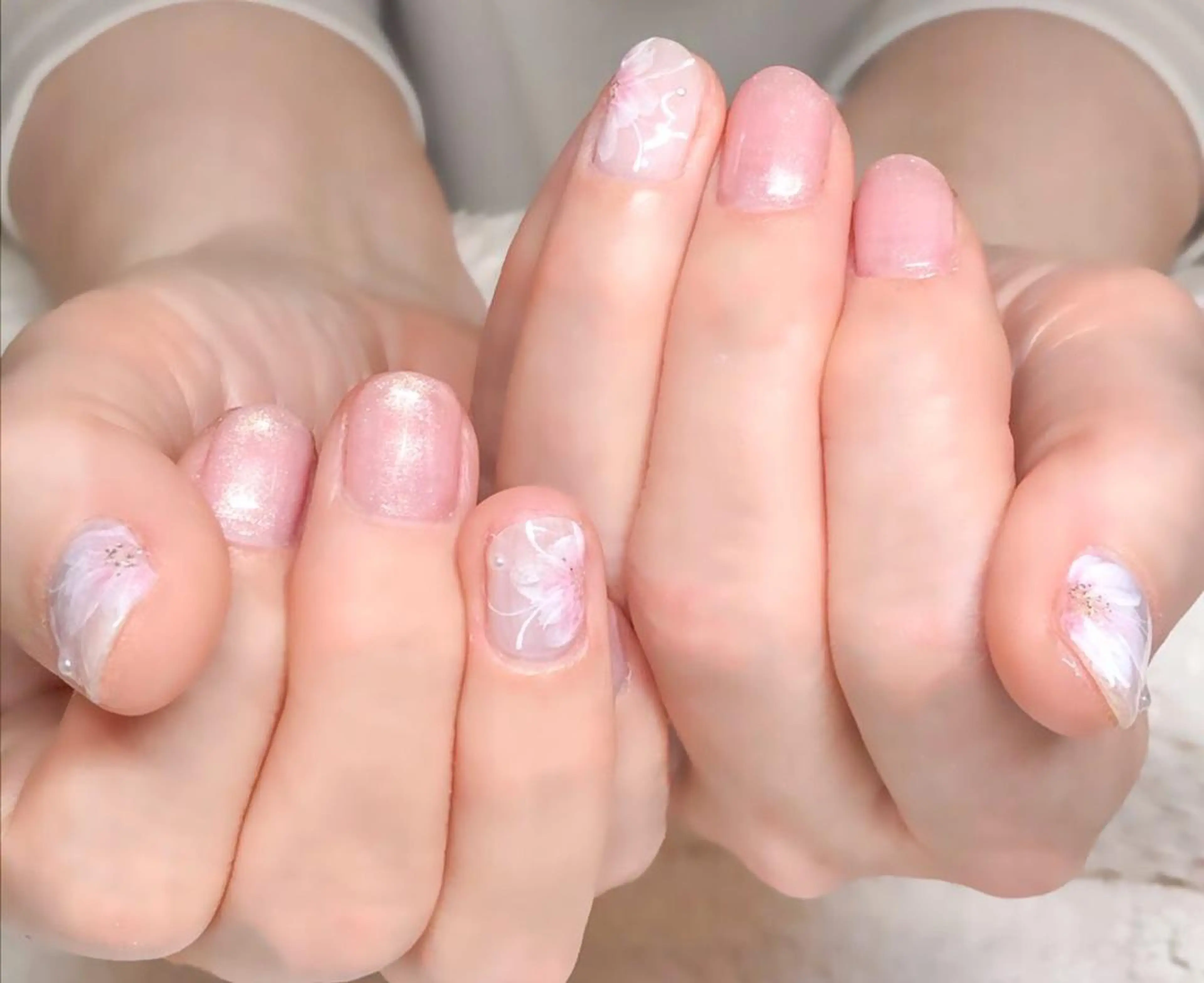 ネイル アートネイル 桜ネイル フラワーネイル ジェルネイル ニュアンスネイル Nyanco Nailのネイルデザイン