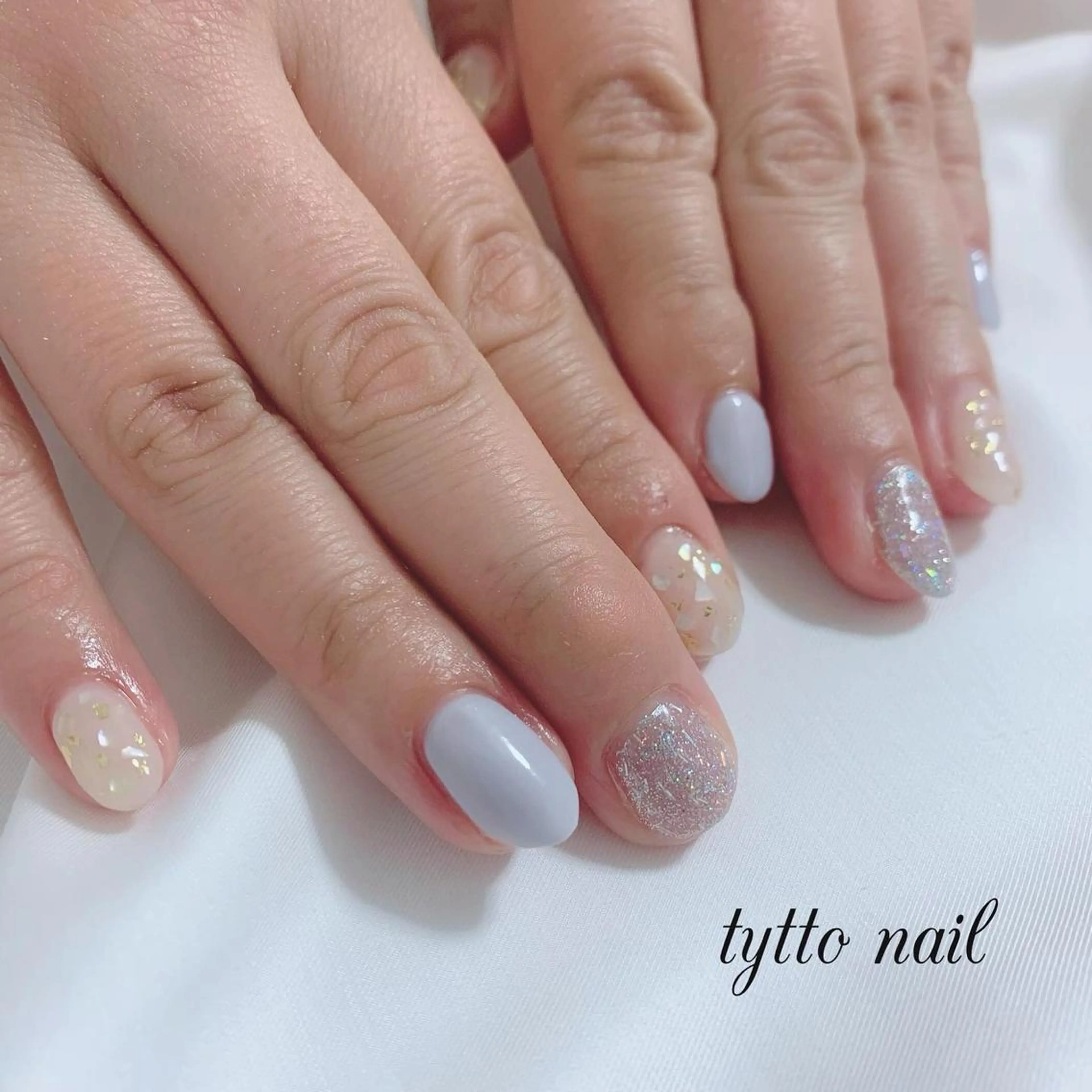 ネイル ブルー フラッシュネイル 夏ネイル ハンドネイル tytto nail ❤︎‪‪eri‪‪のネイルデザイン