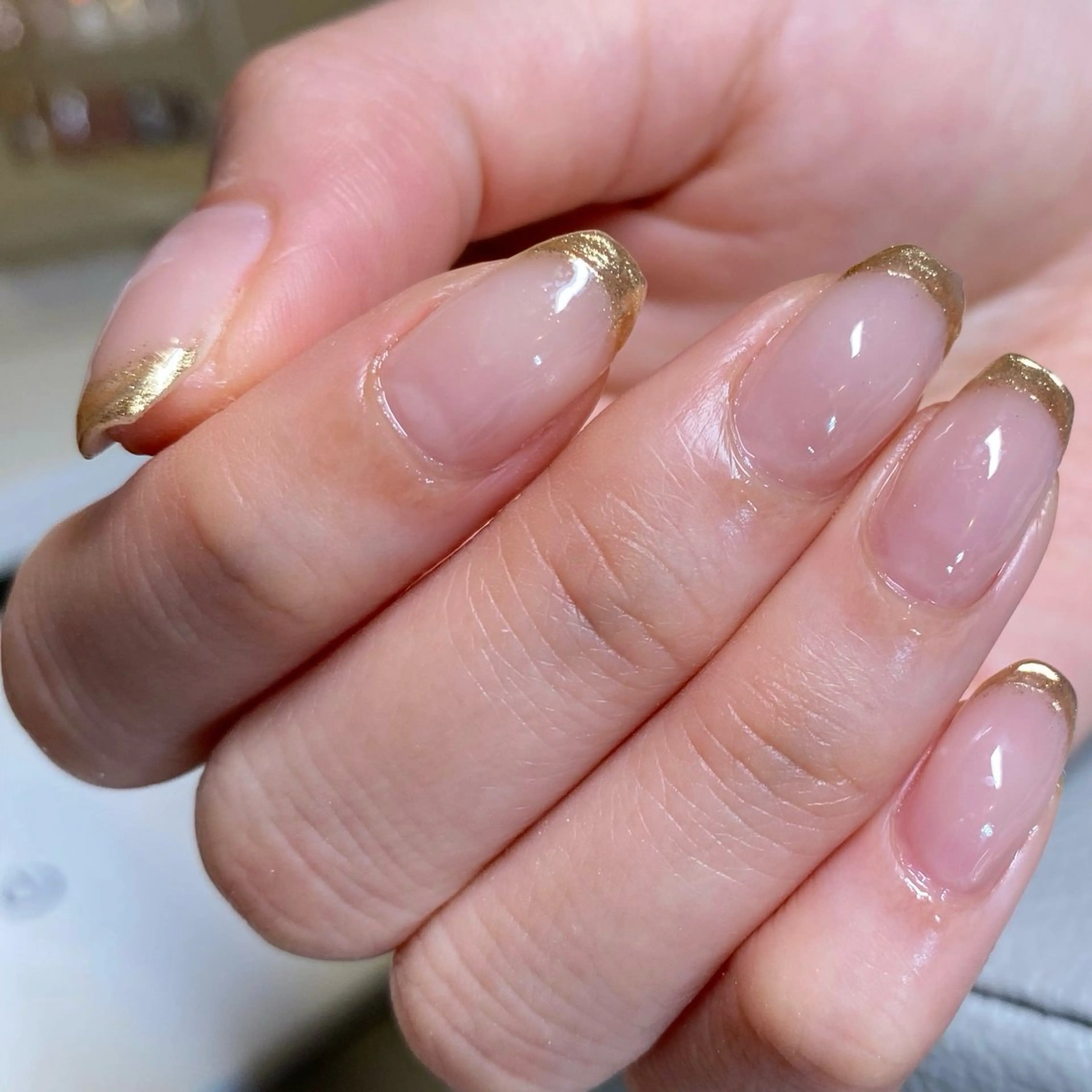 ネイル フレンチネイル ミラーネイル シンプルネイル amuse 手書きニュアンスのネイルデザイン