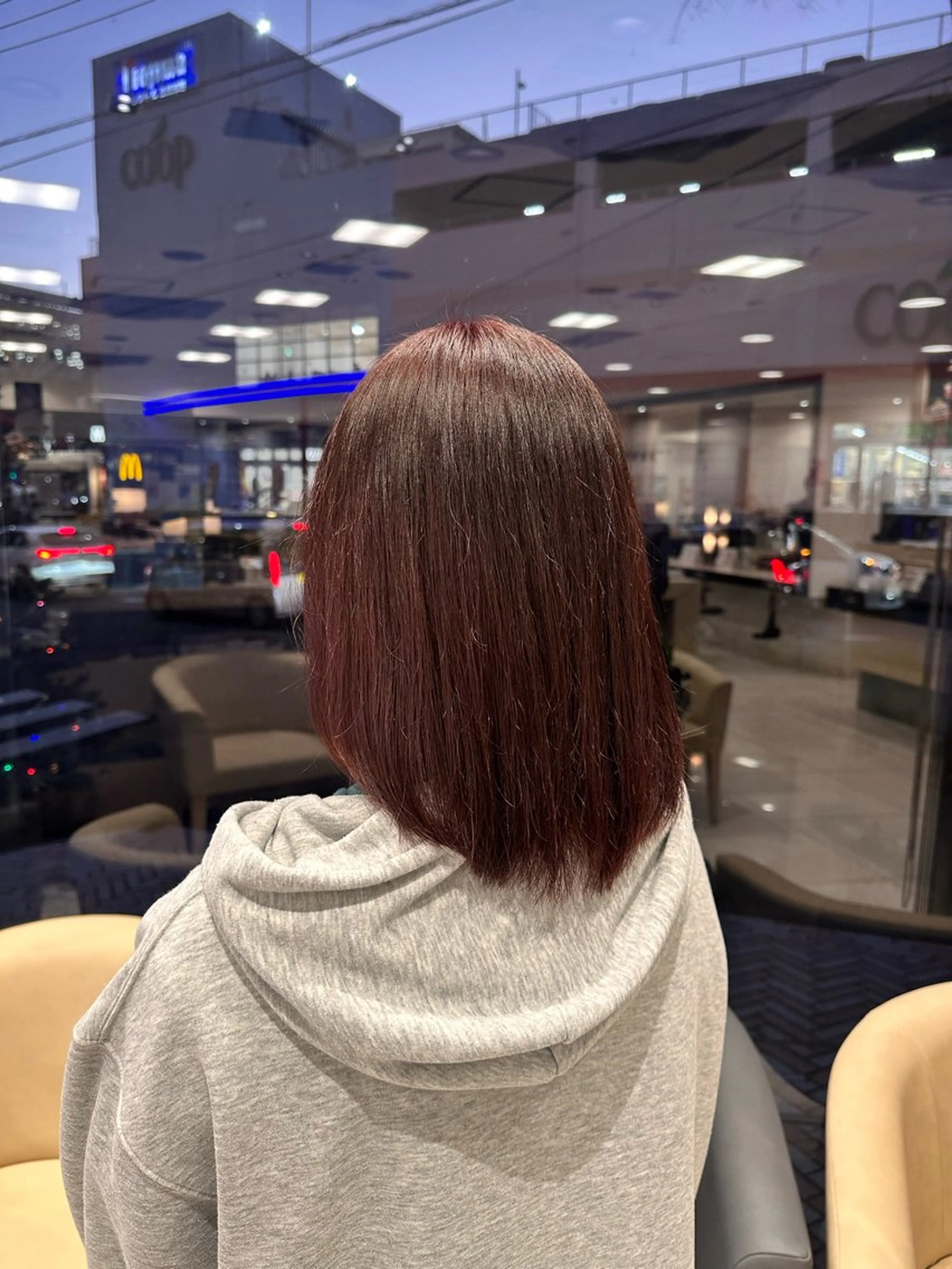 ミディアム カラー レッドカラー ヘアカラー トリートメント クロスパーマ/うる艶 カラー/Kurumiのヘアスタイル