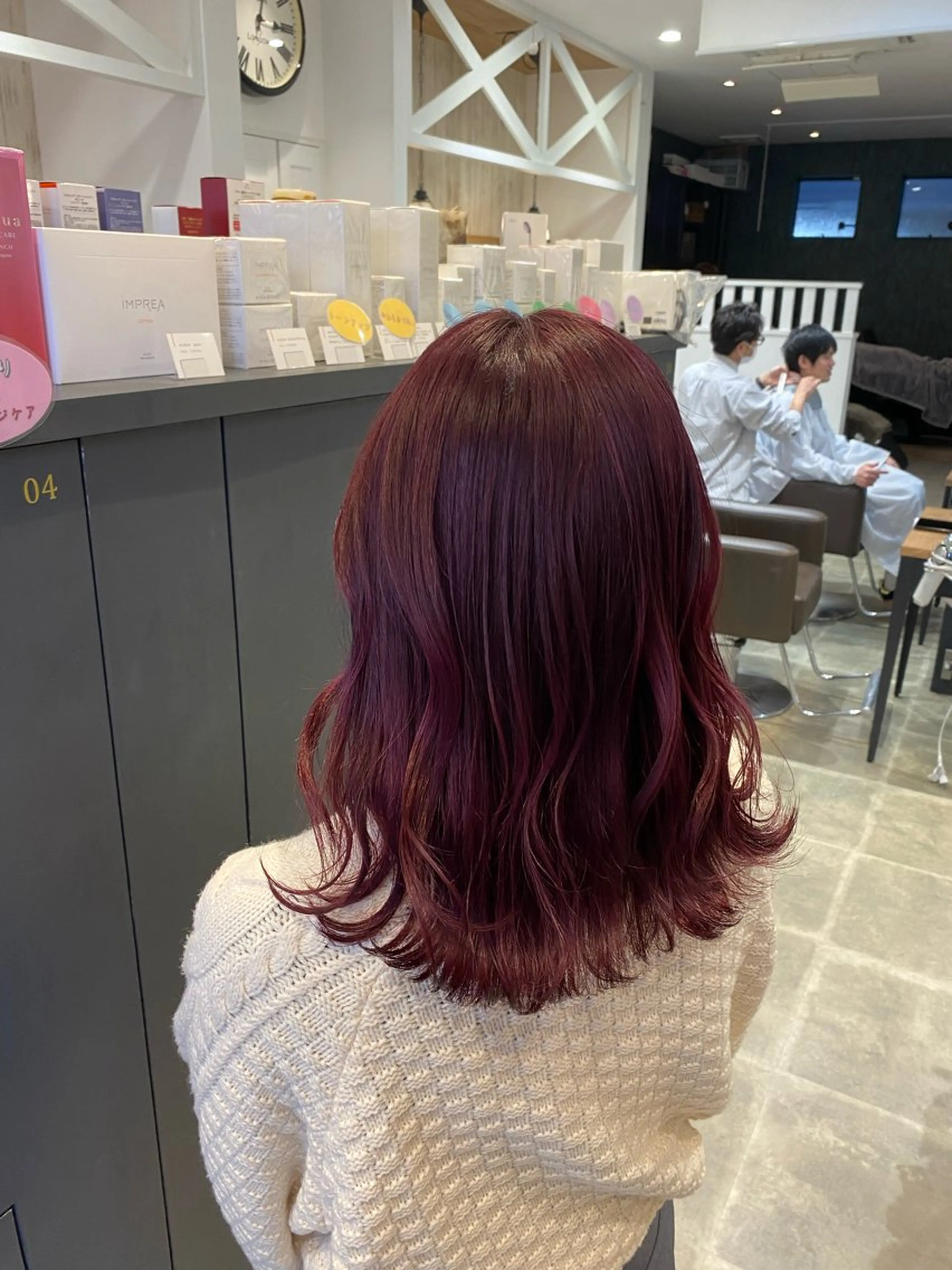 セミロング カラー レッドカラー ヘアカラー 柴田 枝利子のヘアスタイル