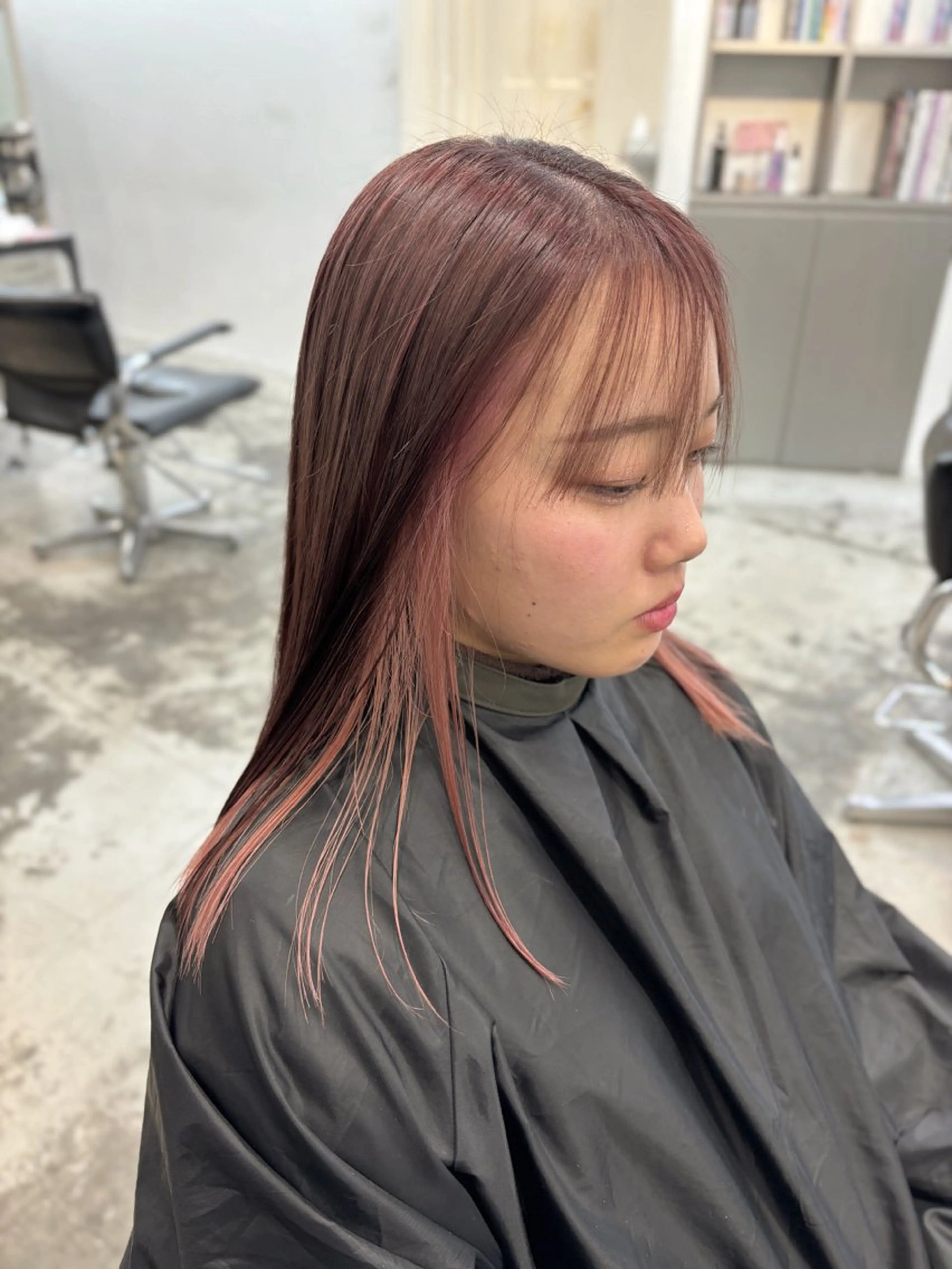 セミロング カラー ヘアアレンジ ピンクカラー カット ヘアカラー トリートメント ヘアセット レイヤーカット指名 No.1💖マユカのヘアスタイル