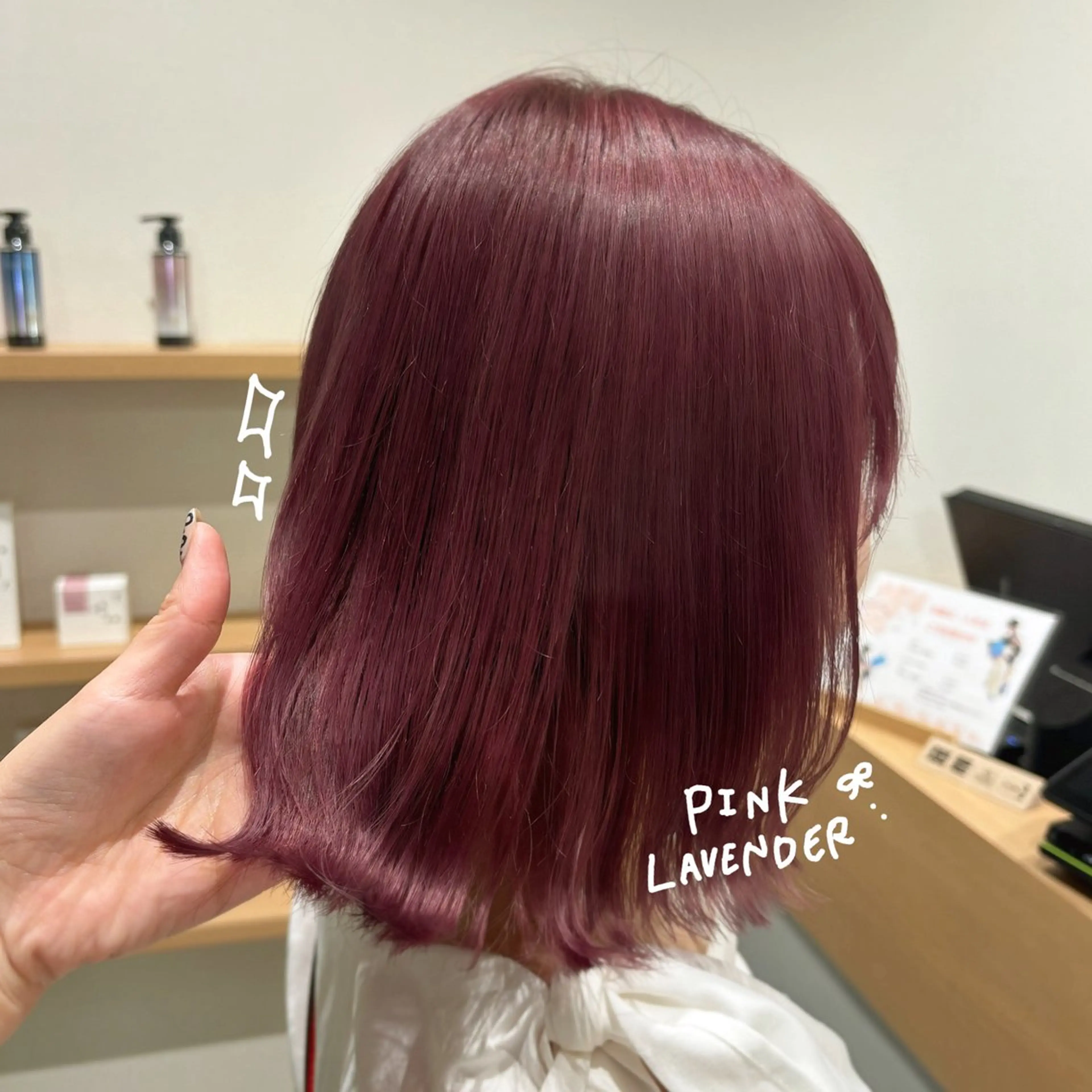 ミディアム カラー ラベンダーカラー ピンクカラー ピンクラベンダー カット ヘアカラー regalo Acari🍎のヘアスタイル