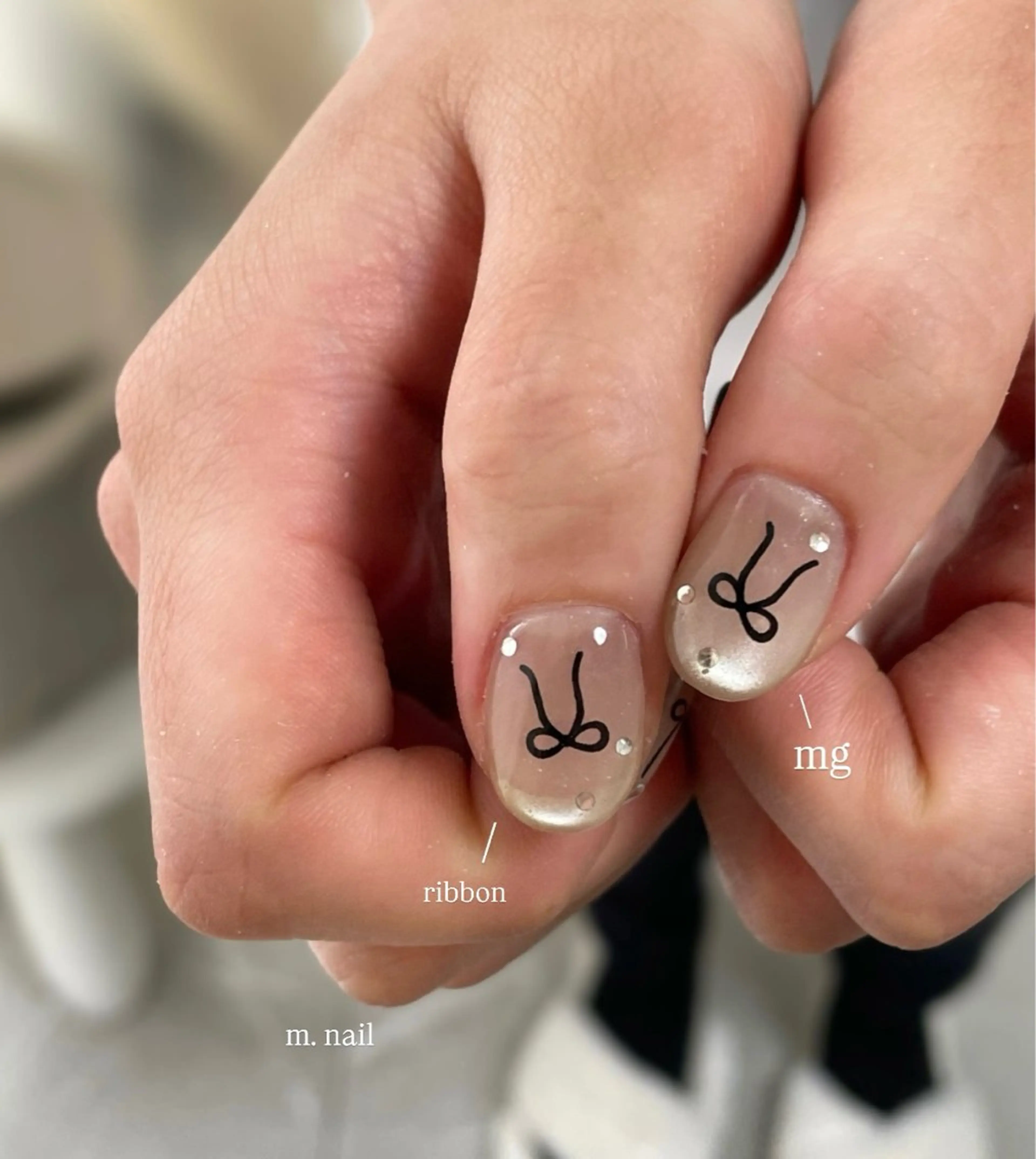 ネイル マグネットネイル リボン フットネイル m.nail salonのネイルデザイン
