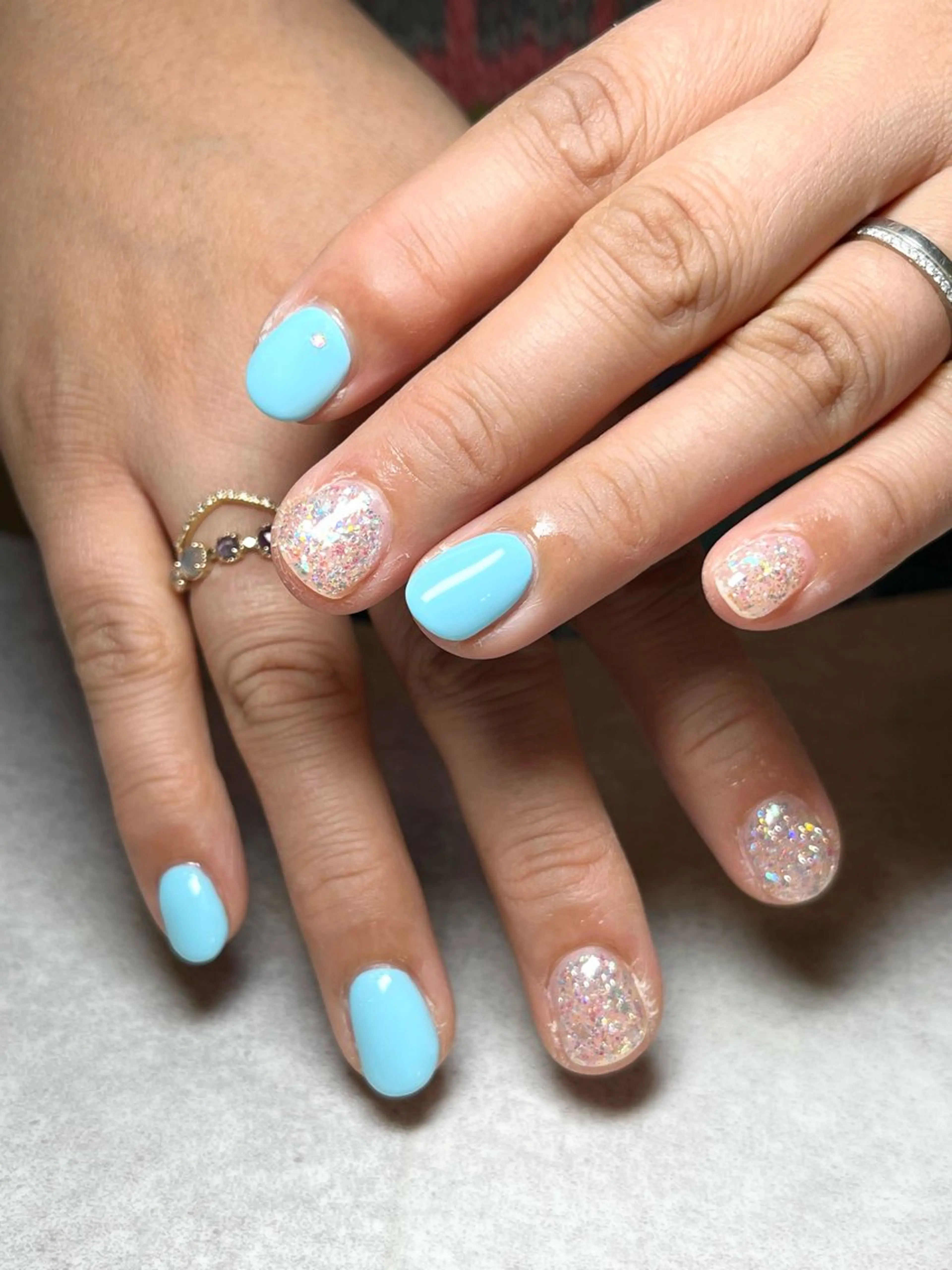 ネイル ラメ(グリッター) ワンカラーネイル ストーンネイル ハンドネイル elu 船橋店 Fukaのネイルデザイン