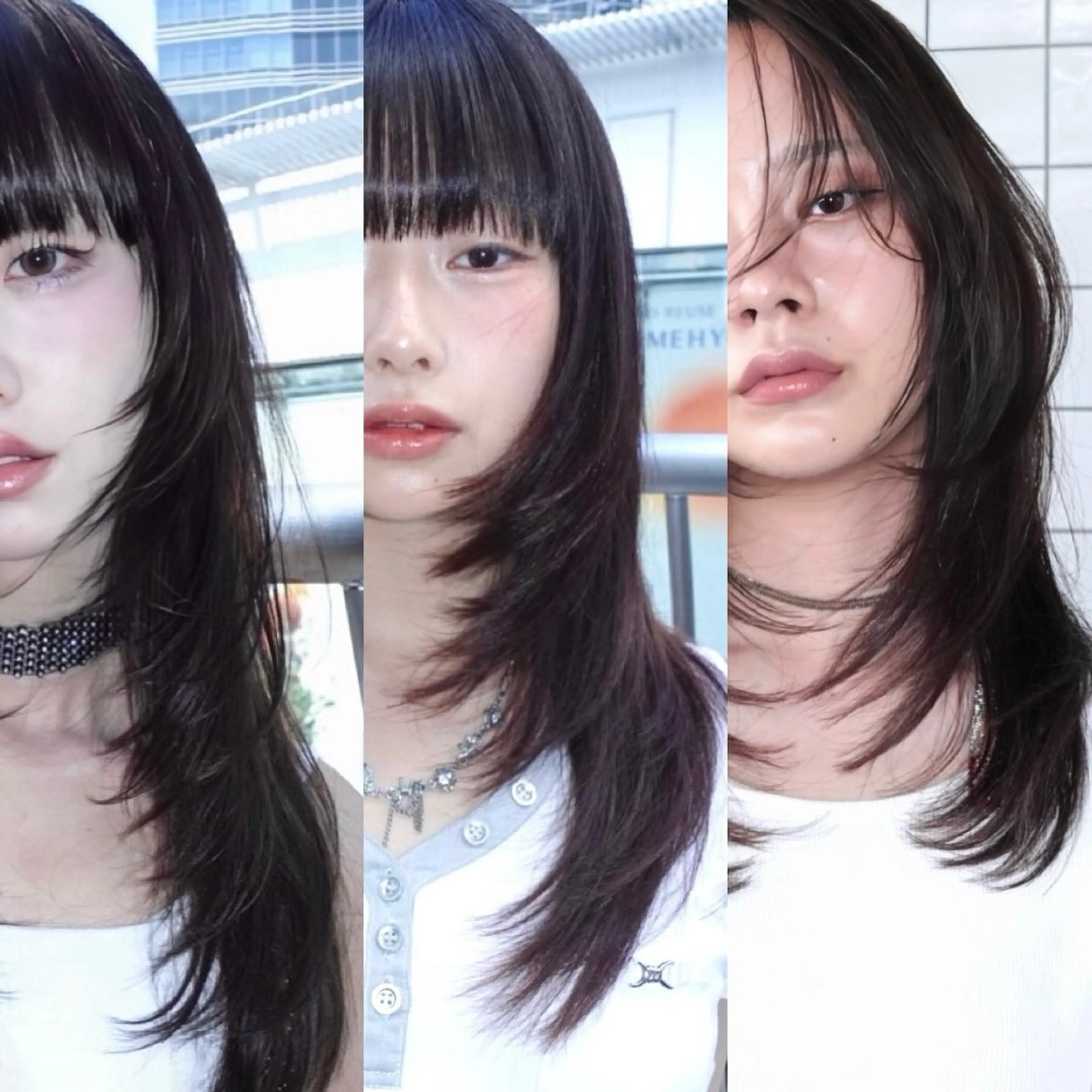 ミディアム カラー レイヤーカット カット トリートメント レイヤーカット ハッシュカットのヘアスタイル