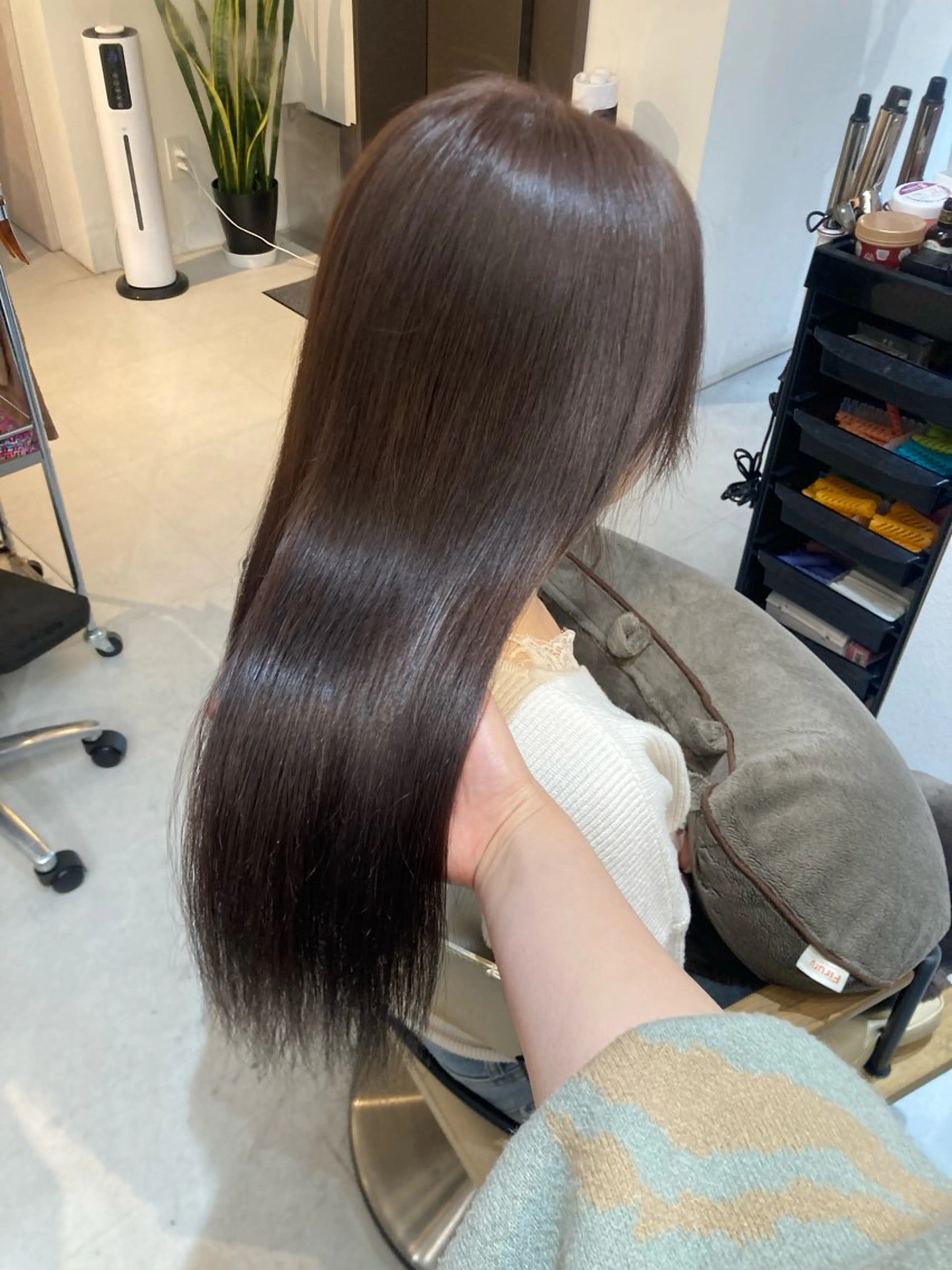 ロング ヘアカラー トリートメント ✨色持ちの良い艶 カラー✨蟹江真世のヘアスタイル