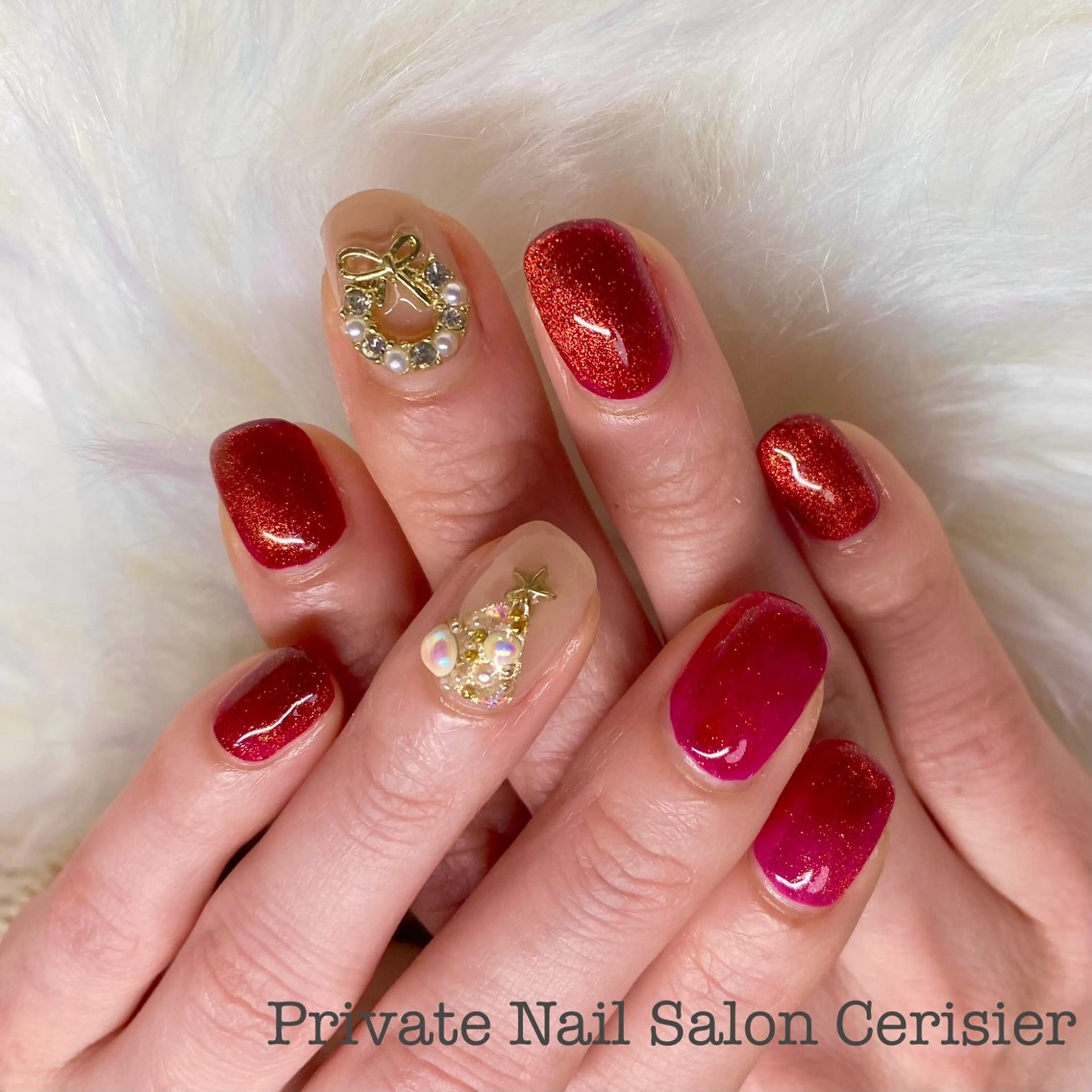 ネイル ボルドー マグネットネイル 赤色 Honda Kaoriのネイルデザイン