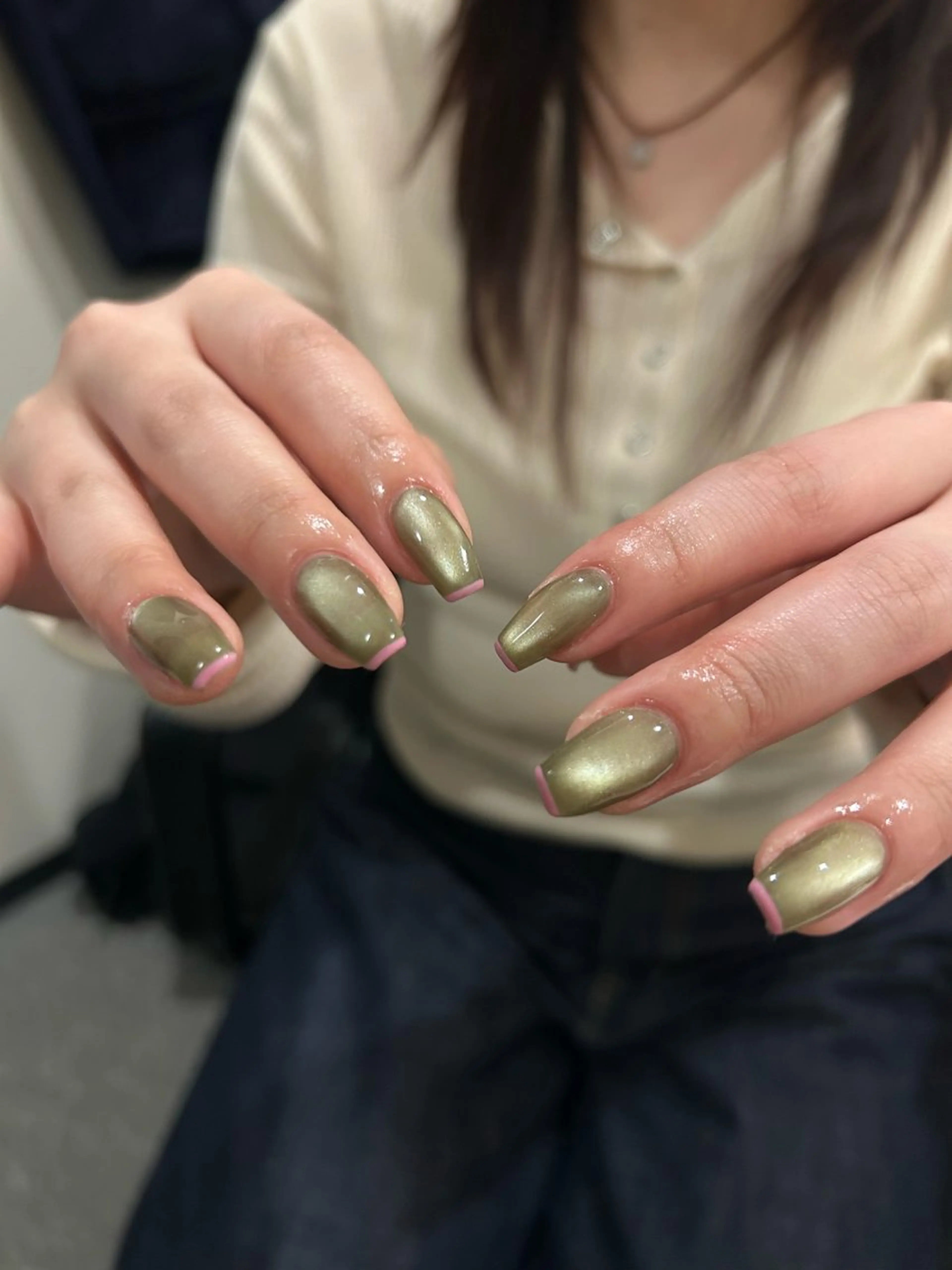 ネイル フレンチネイル マグネットネイル シンプルネイル Yuni.所属・sakae yurinaのネイルデザイン