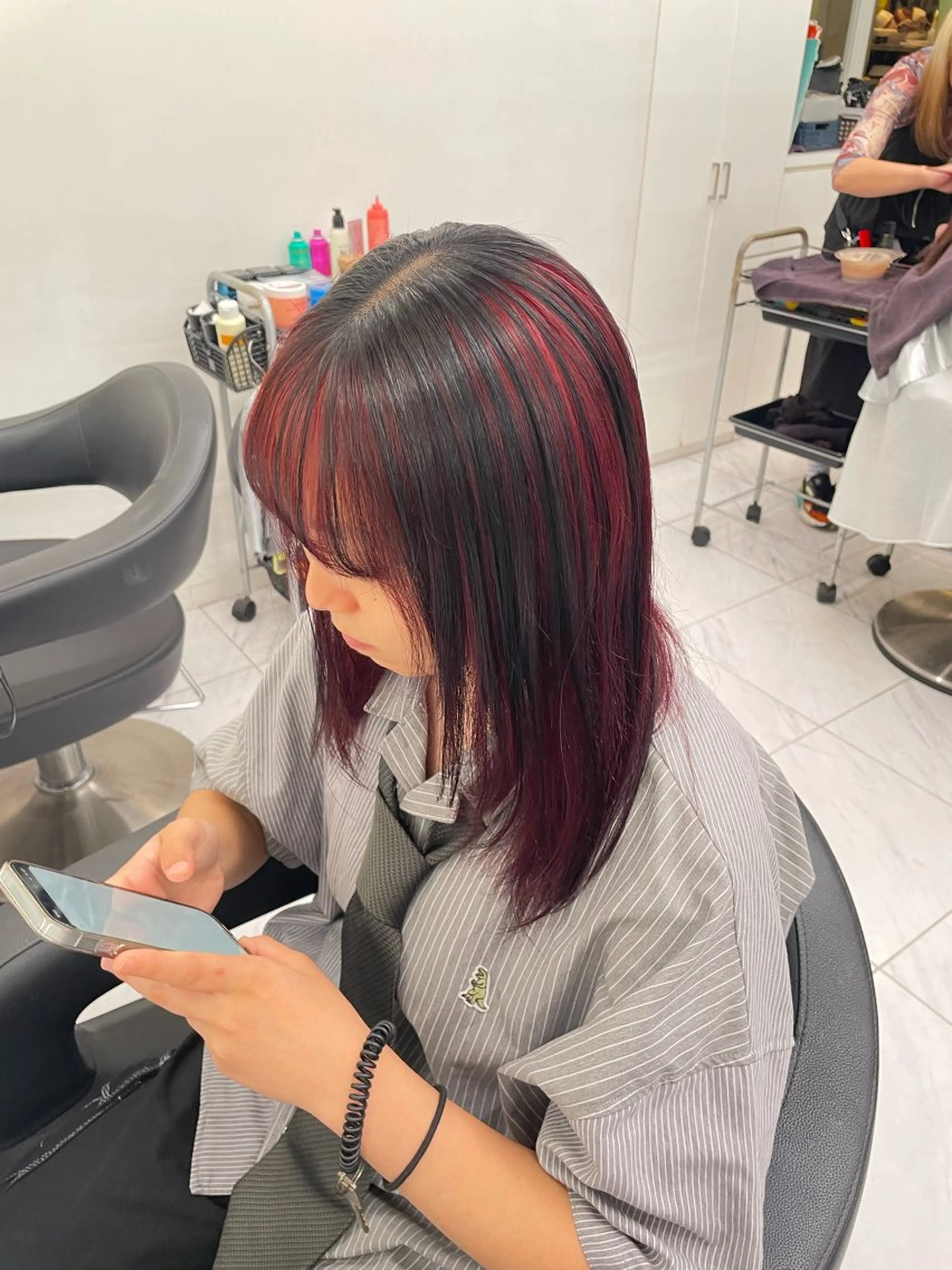 セミロング カラー ヘアアレンジ ヘアカラー トリートメント ヘアセット 💗横浜美容室 💗HARUNAのヘアスタイル