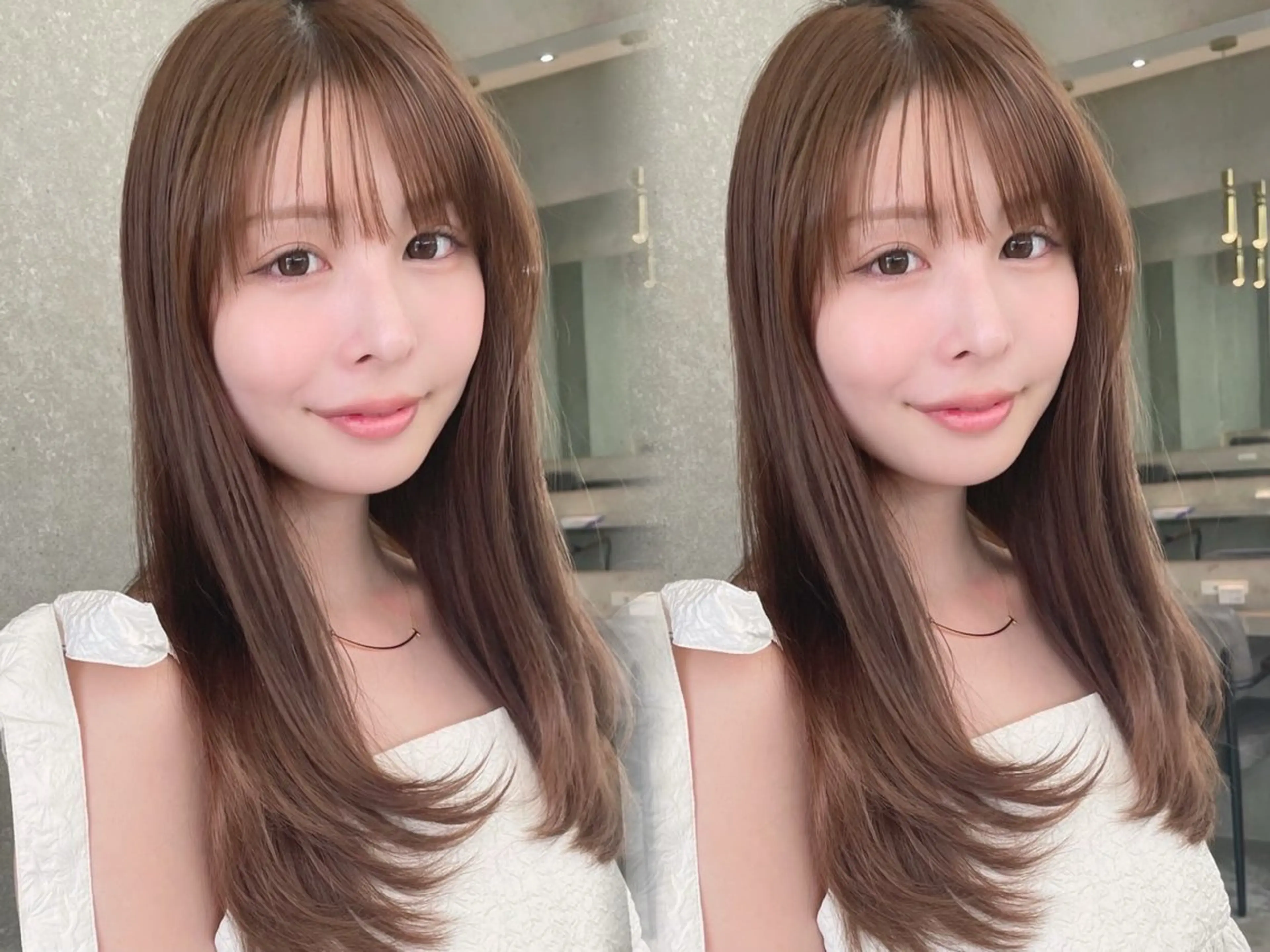 ロング カラー カット トリートメント 山崎/ボブ縮毛矯正 レイヤー髪質改善のヘアスタイル