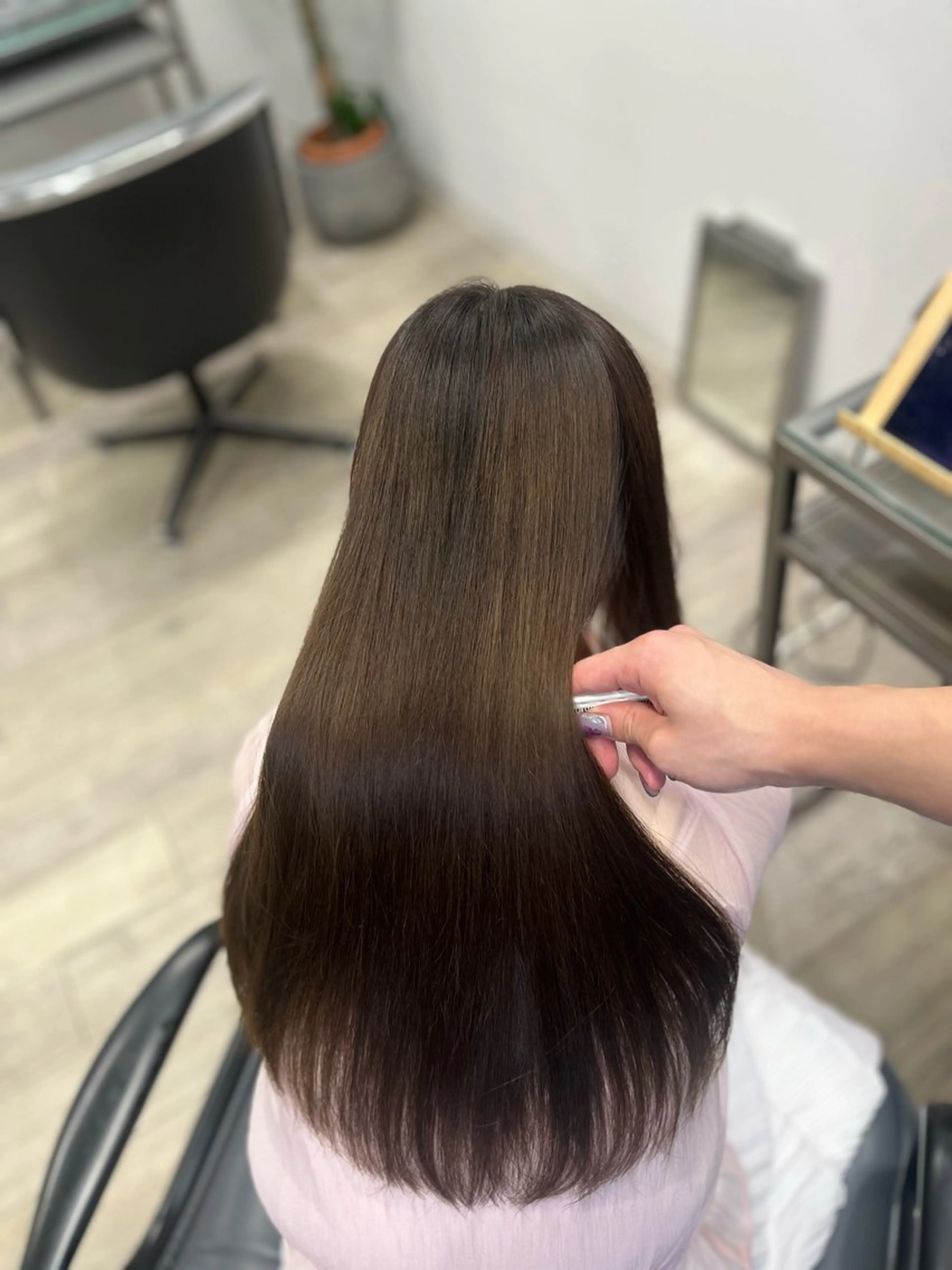 ロング 髪質改善 トリートメント 縮毛矯正 トリートメント JIN/暖色カラー /髪質改善/艶髪のヘアスタイル