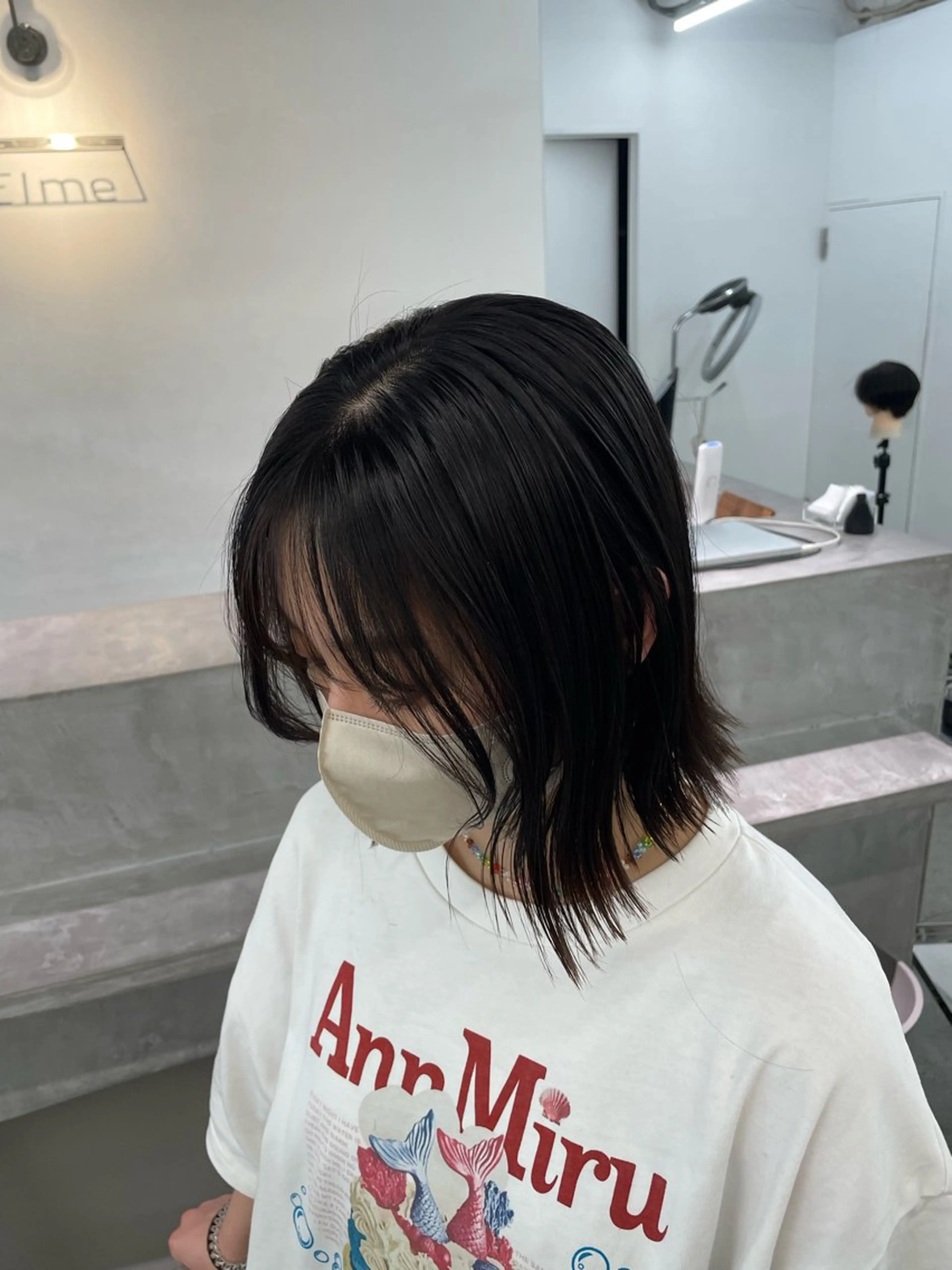 ミディアム ミディアムパーマ ボブ 顔まわりレイヤー 髪質改善 レイヤーカット 【お洒落パーマ】 Elme　肥塚康汰郎のヘアスタイル