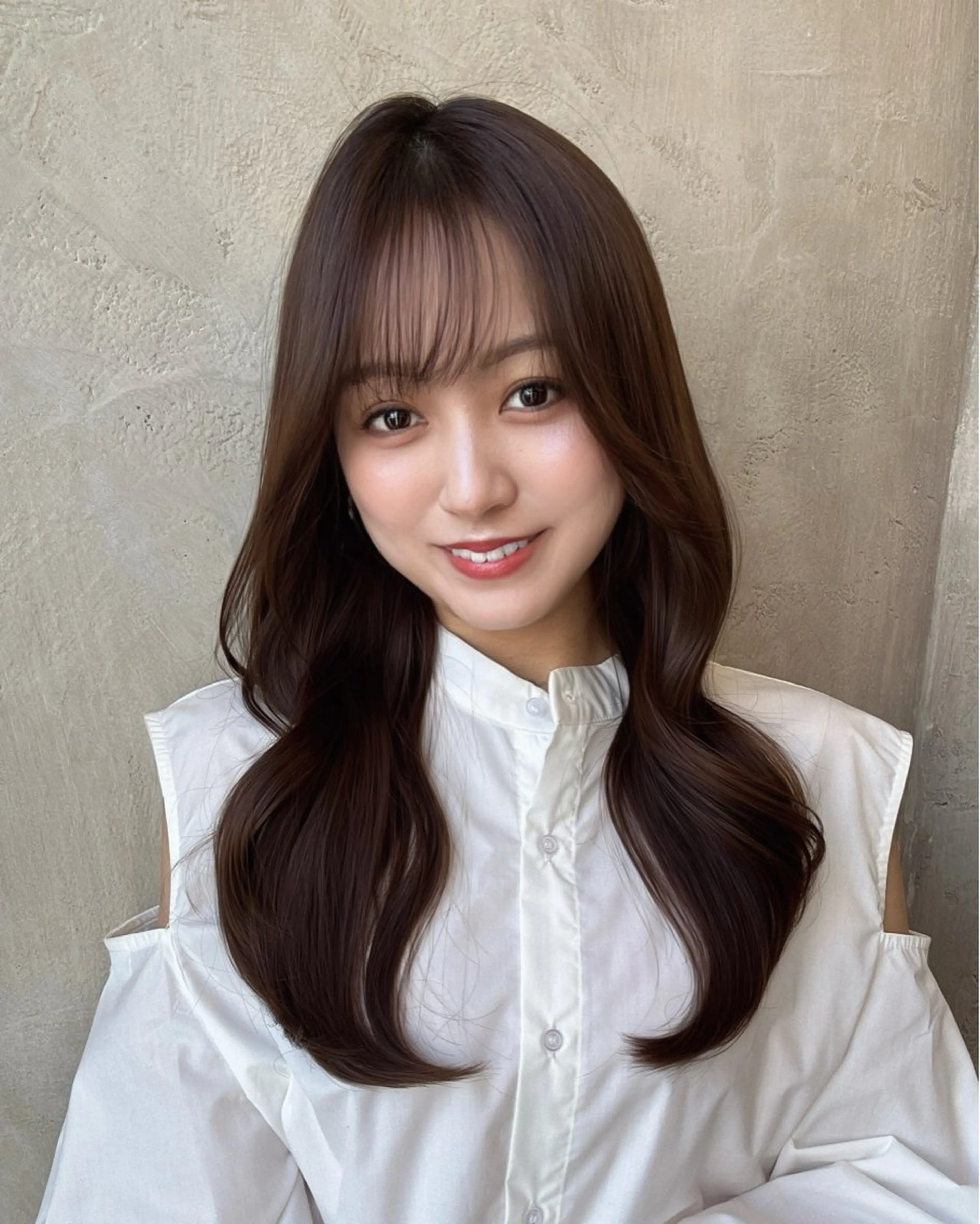 ロング カラー カット ヘアカラー トリートメント 新宿✨顔周りカット 韓国ヘア/坂本亜裟海のヘアスタイル