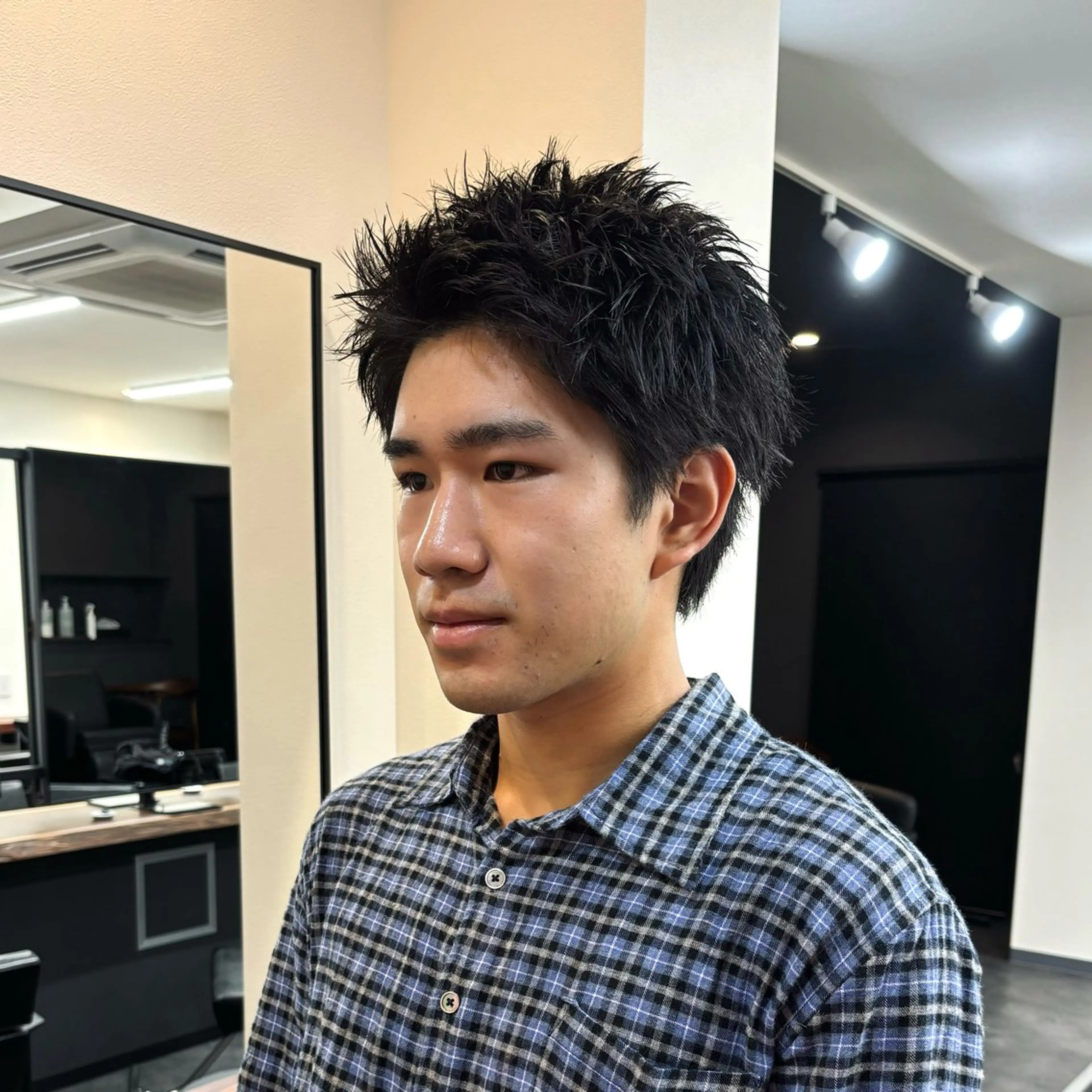 メンズ カット スパイキーパーマ 柏NO1 藤本葉のヘアスタイル