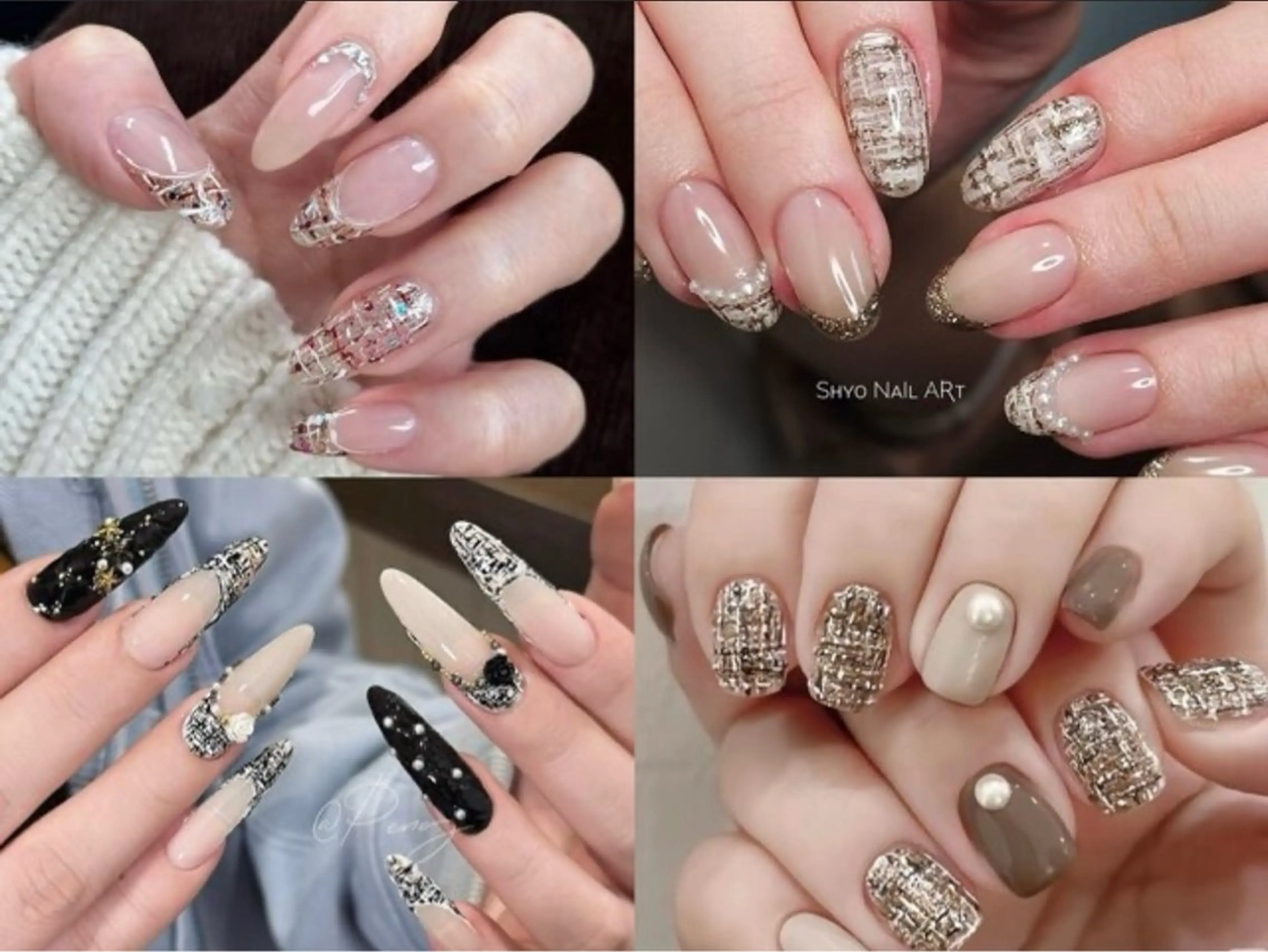 秋冬毎年人気ツイードネイルの写真