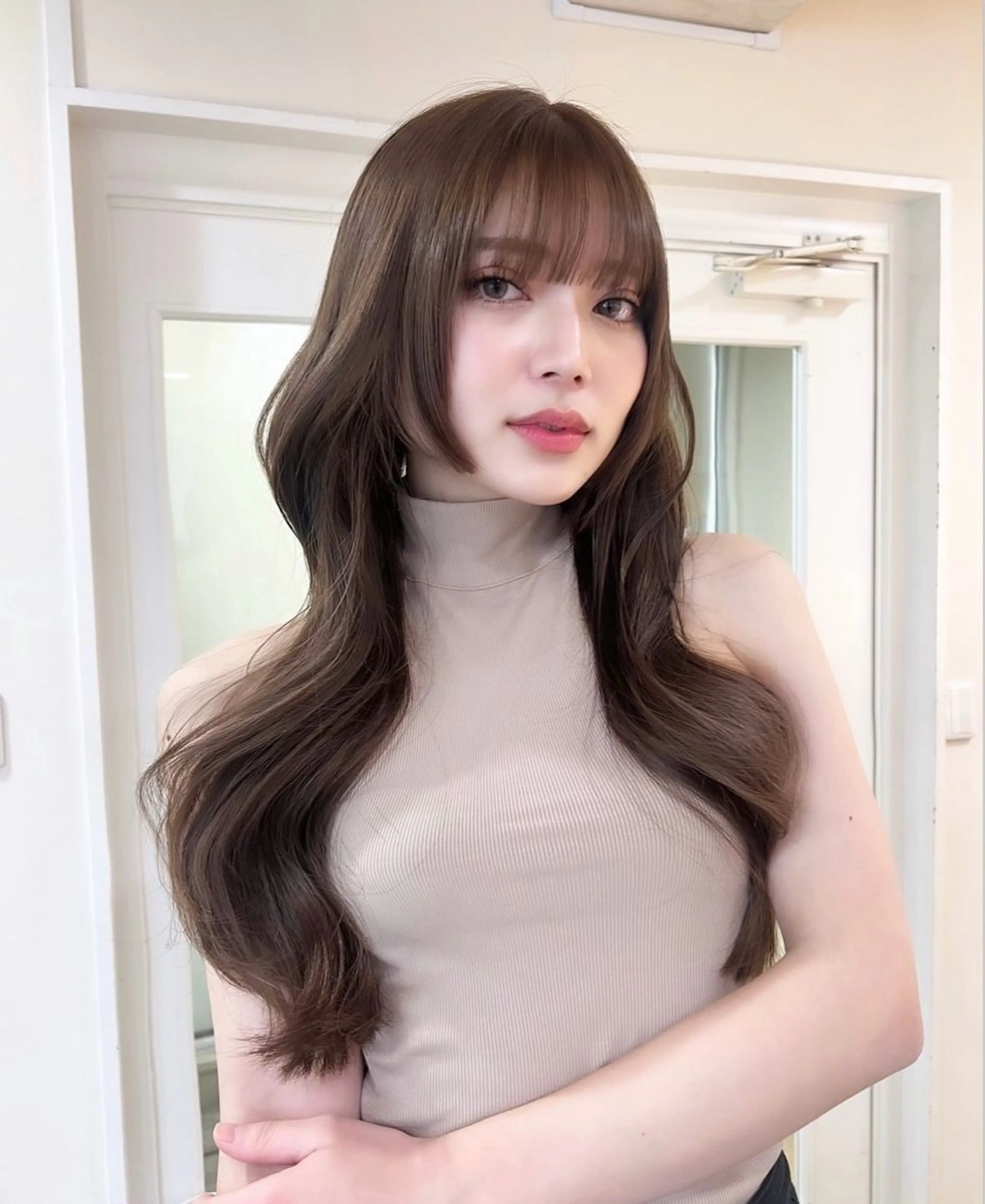 セミロング 🤍🤍韓国ヘア おたけ🤍🤍のヘアスタイル